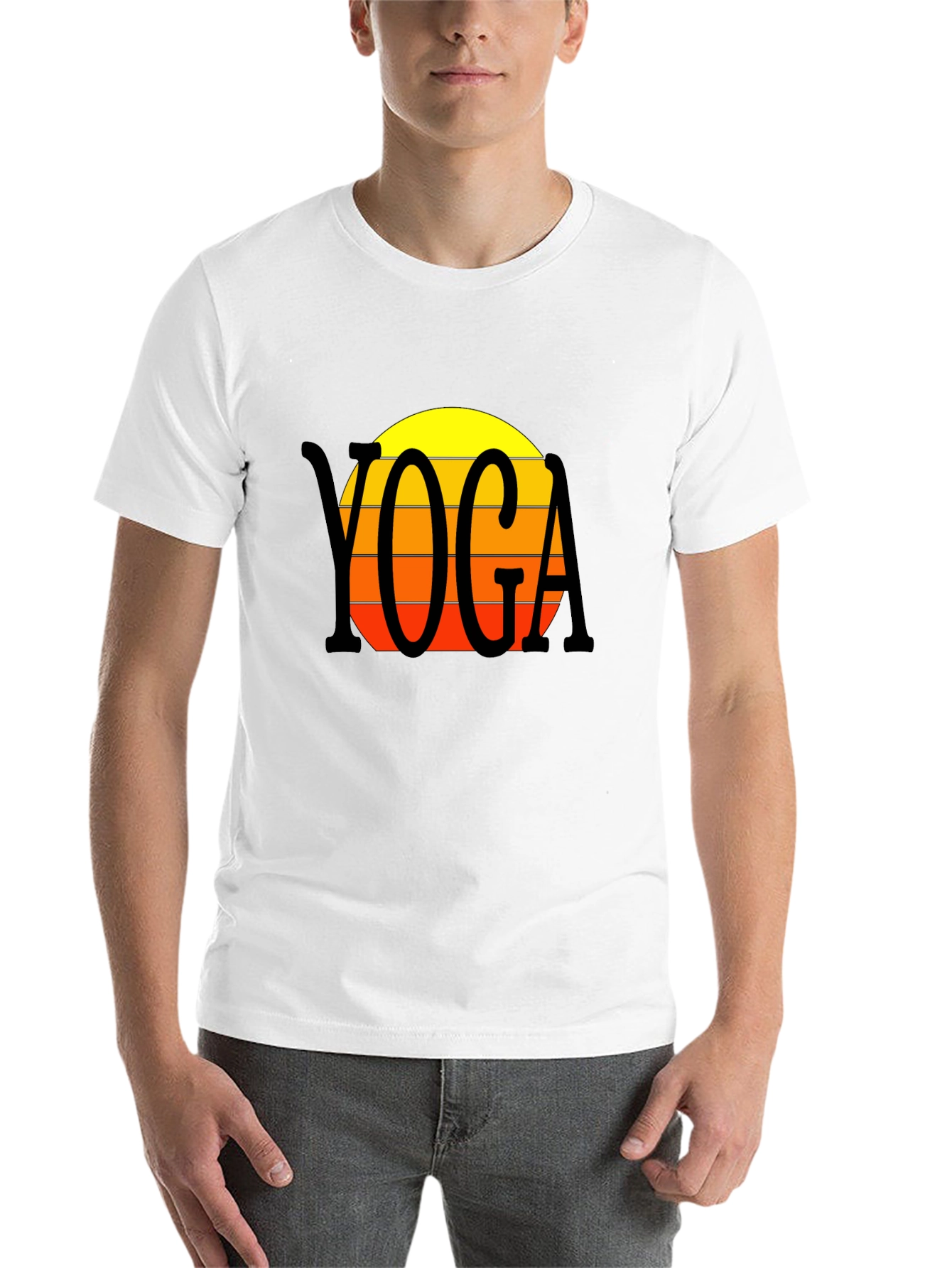 Black Yoga Sunset T-Shirt - Retro Style view 14
