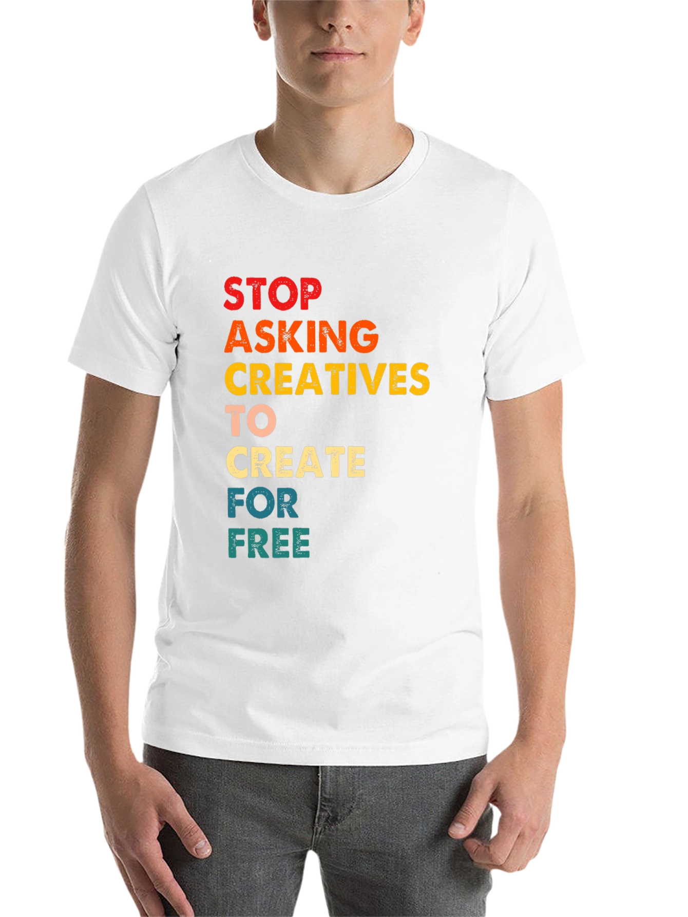 Black Creative Support T-Shirt:  Stop Asking for Free view 14