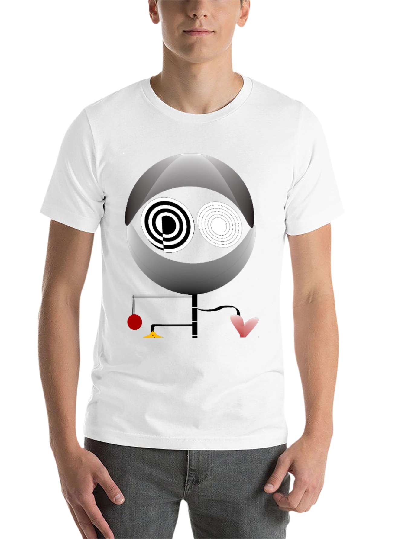 Black Abstract Graphic Print Crew Neck Tee - Modern Art Shirt view 14