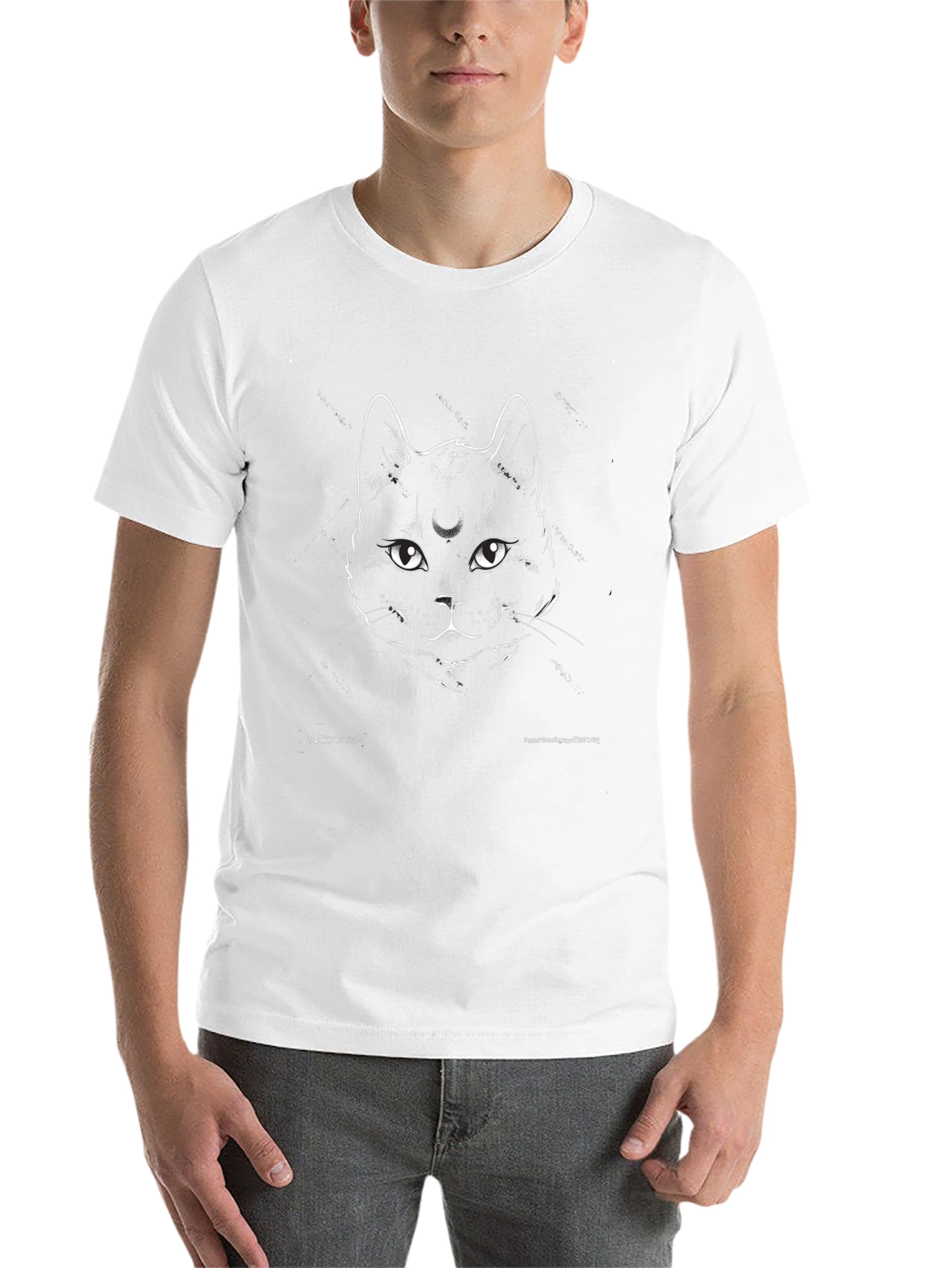 Black Mystic Cat Graphic Tee - Black Cotton Shirt view 14