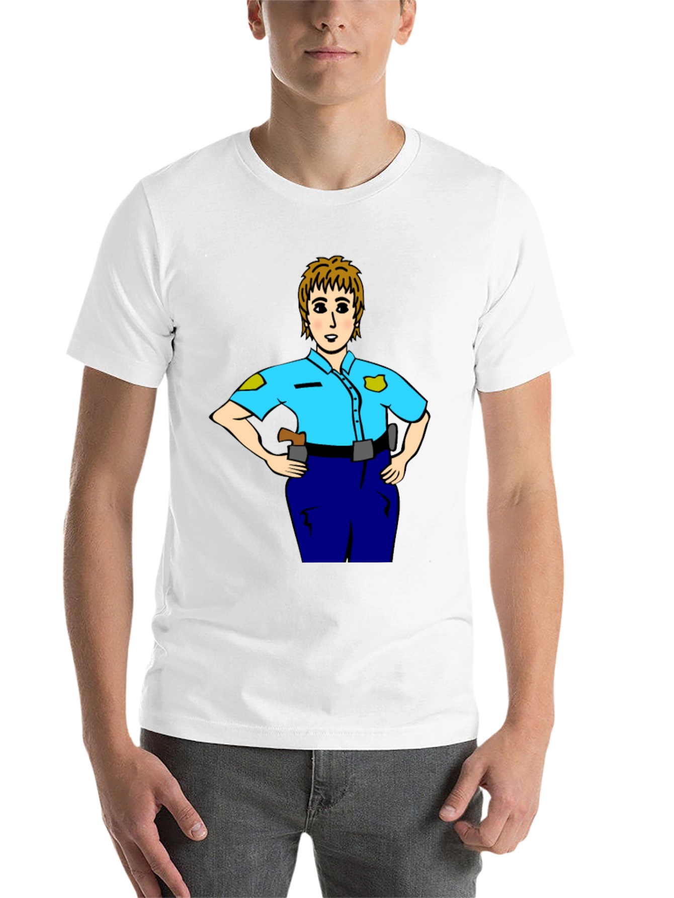 Black Police Woman Cartoon T-Shirt | Graphic Tee view 14