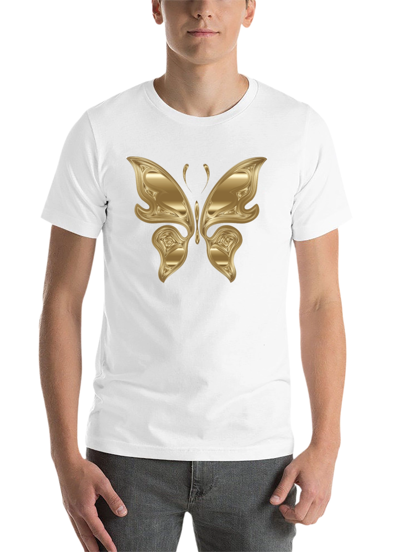 Black Golden Butterfly Graphic Black T-Shirt view 14