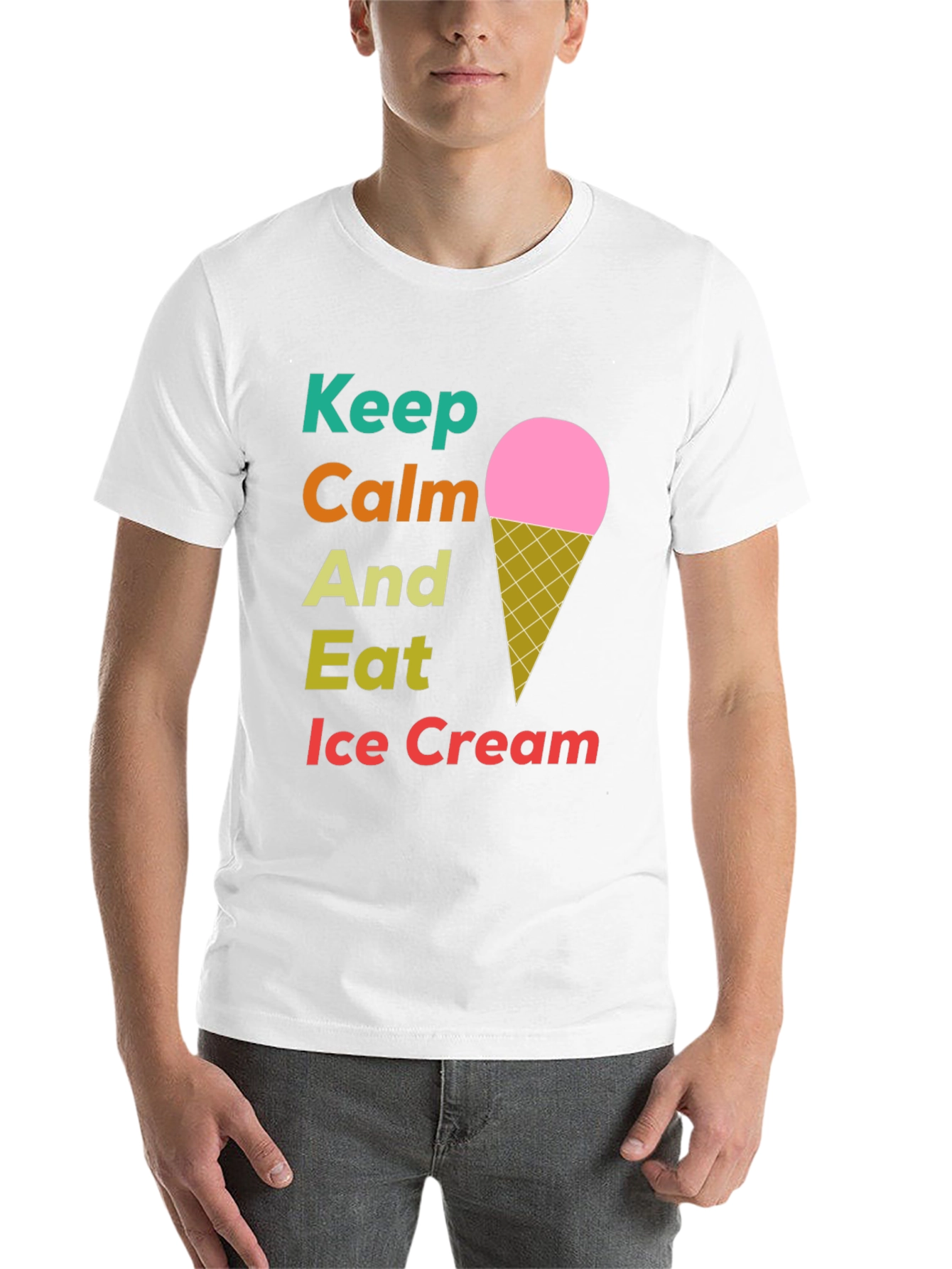 Black Keep Calm Eat Ice Cream T-Shirt view 14