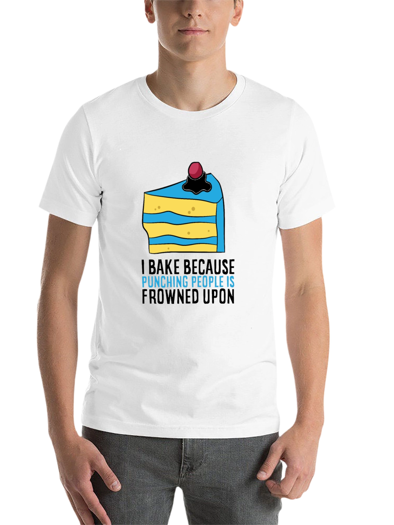 Black I Bake Because Punching People Is Frowned Upon T-Shirt view 14