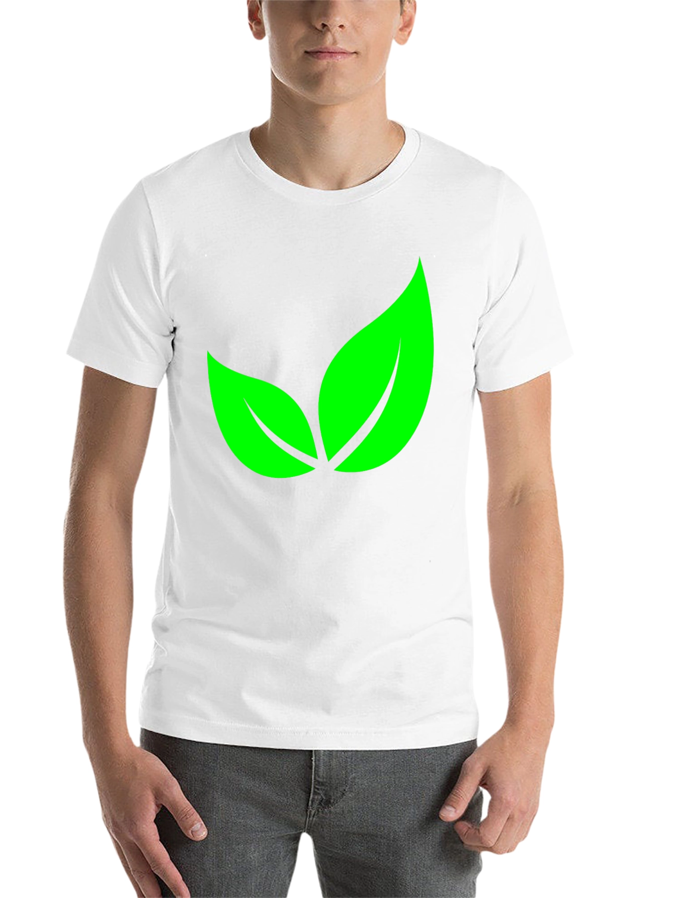 Black Green Leaves Graphic Black T-Shirt view 14