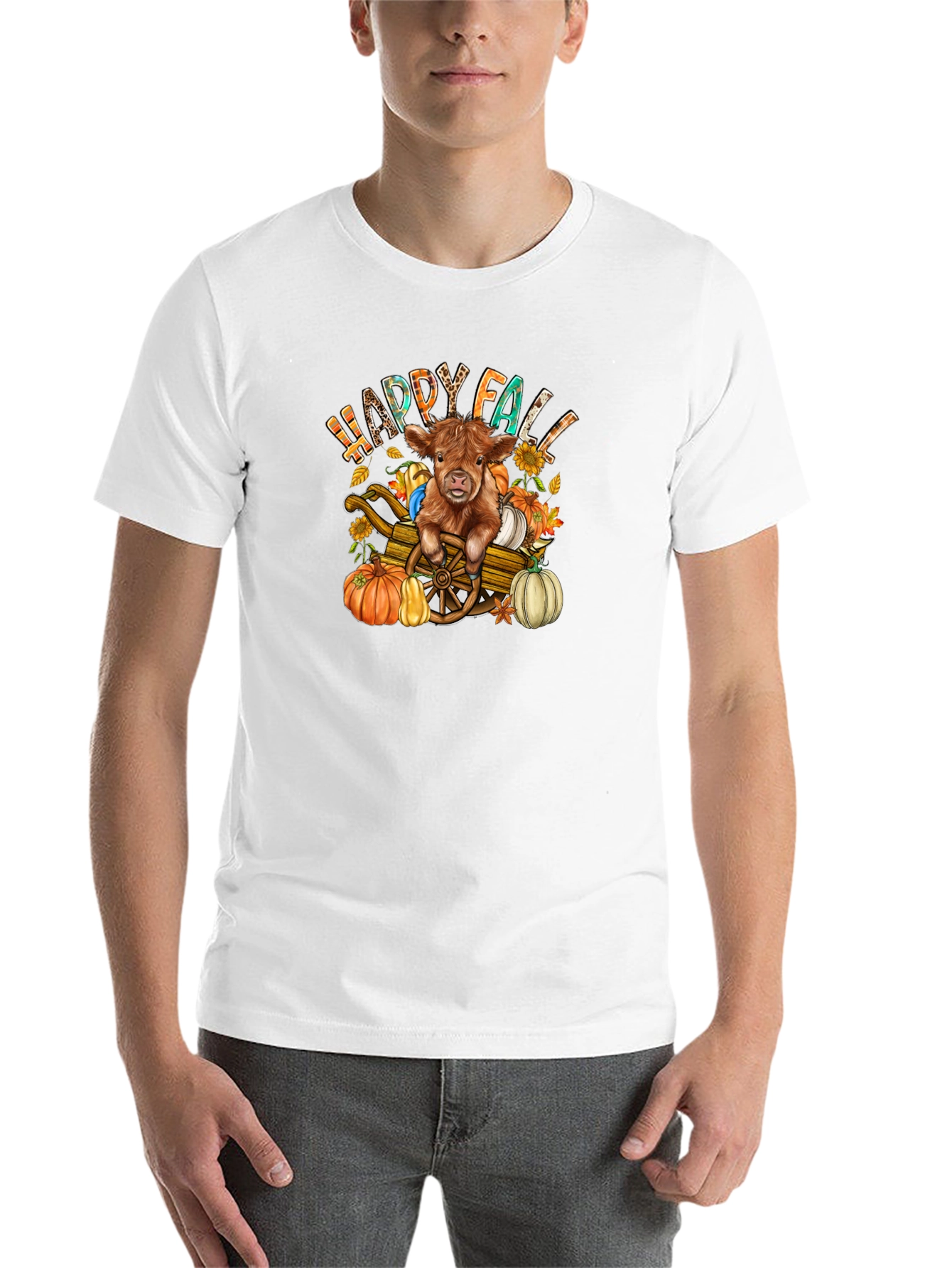Black Happy Fall Highland Cow T-Shirt view 14