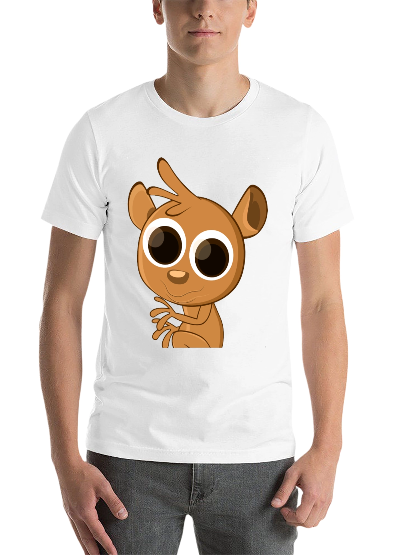 Black Cartoon Lemur Graphic Tee - Black Cotton Blend view 14