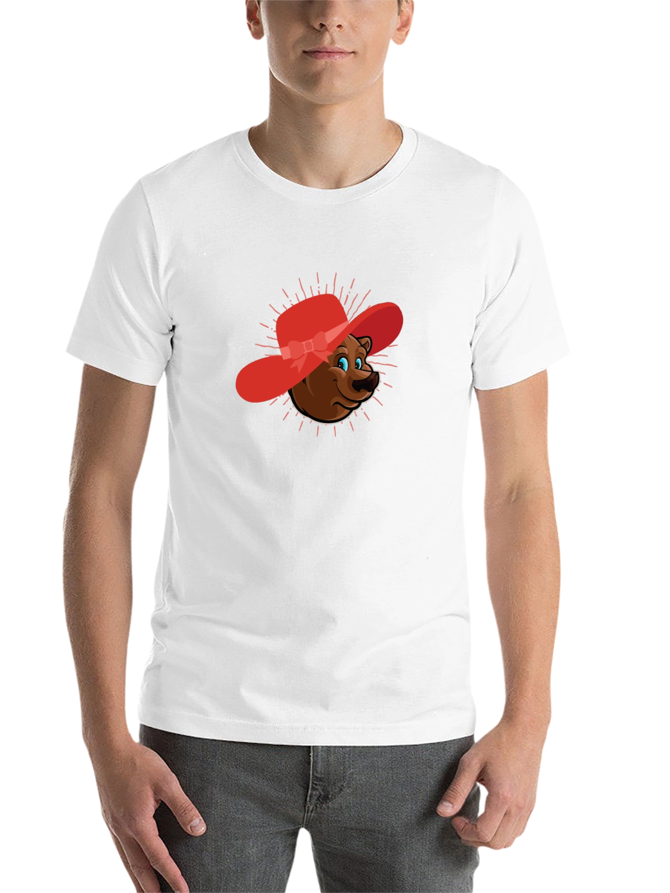 Bear in Red Hat Graphic Tee - Unisex - 14