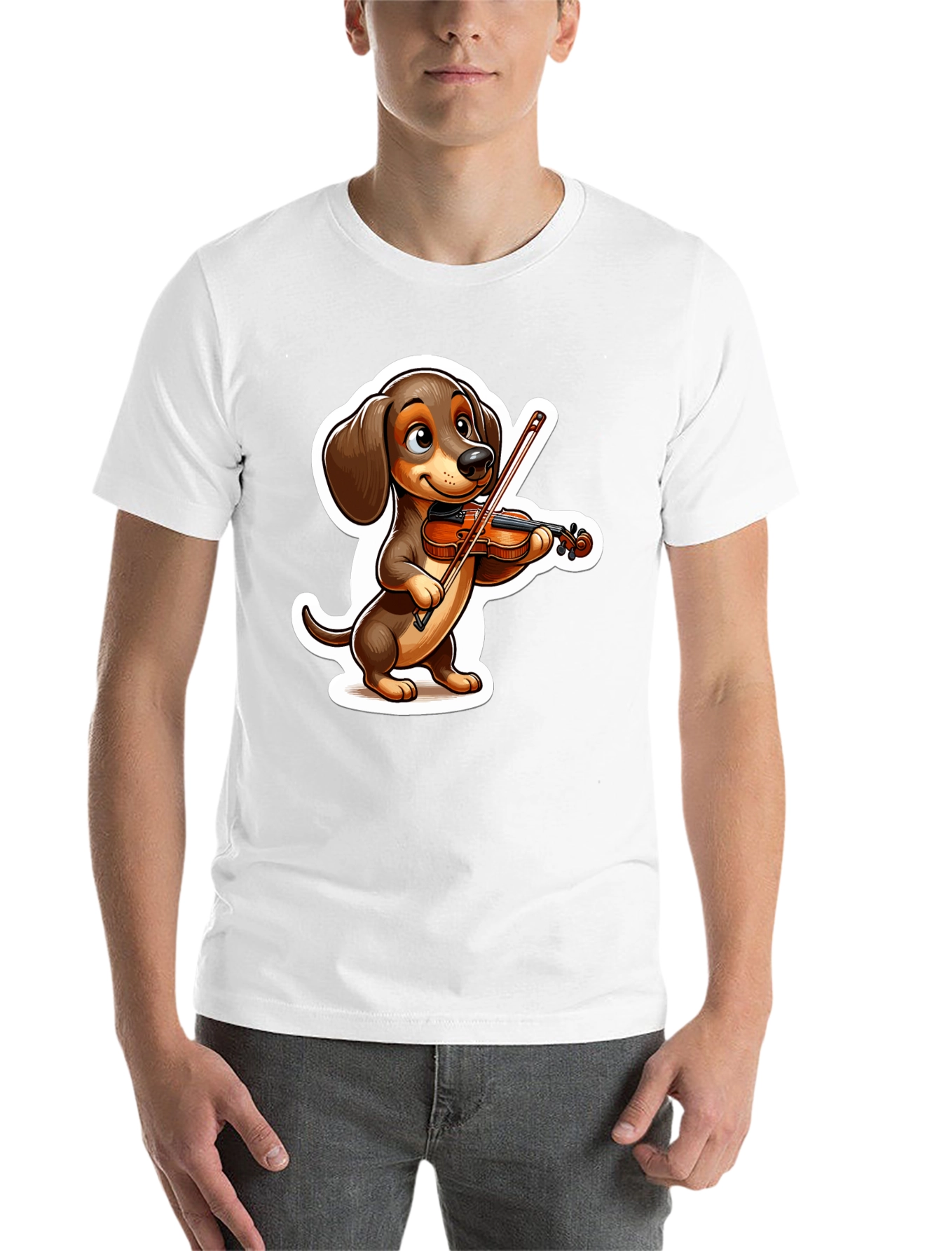 Black Dachshund Violinist T-Shirt - Cute Dog Lover Tee view 14