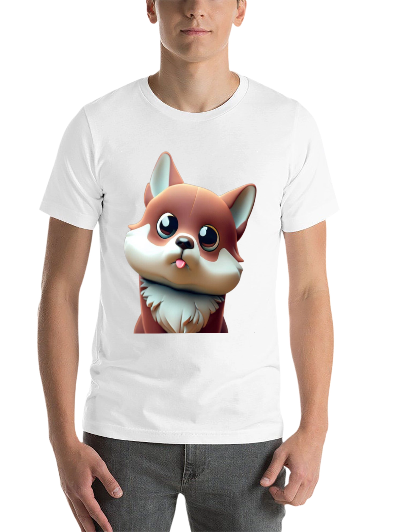 Black Cute Cartoon Fox Black T-Shirt view 14