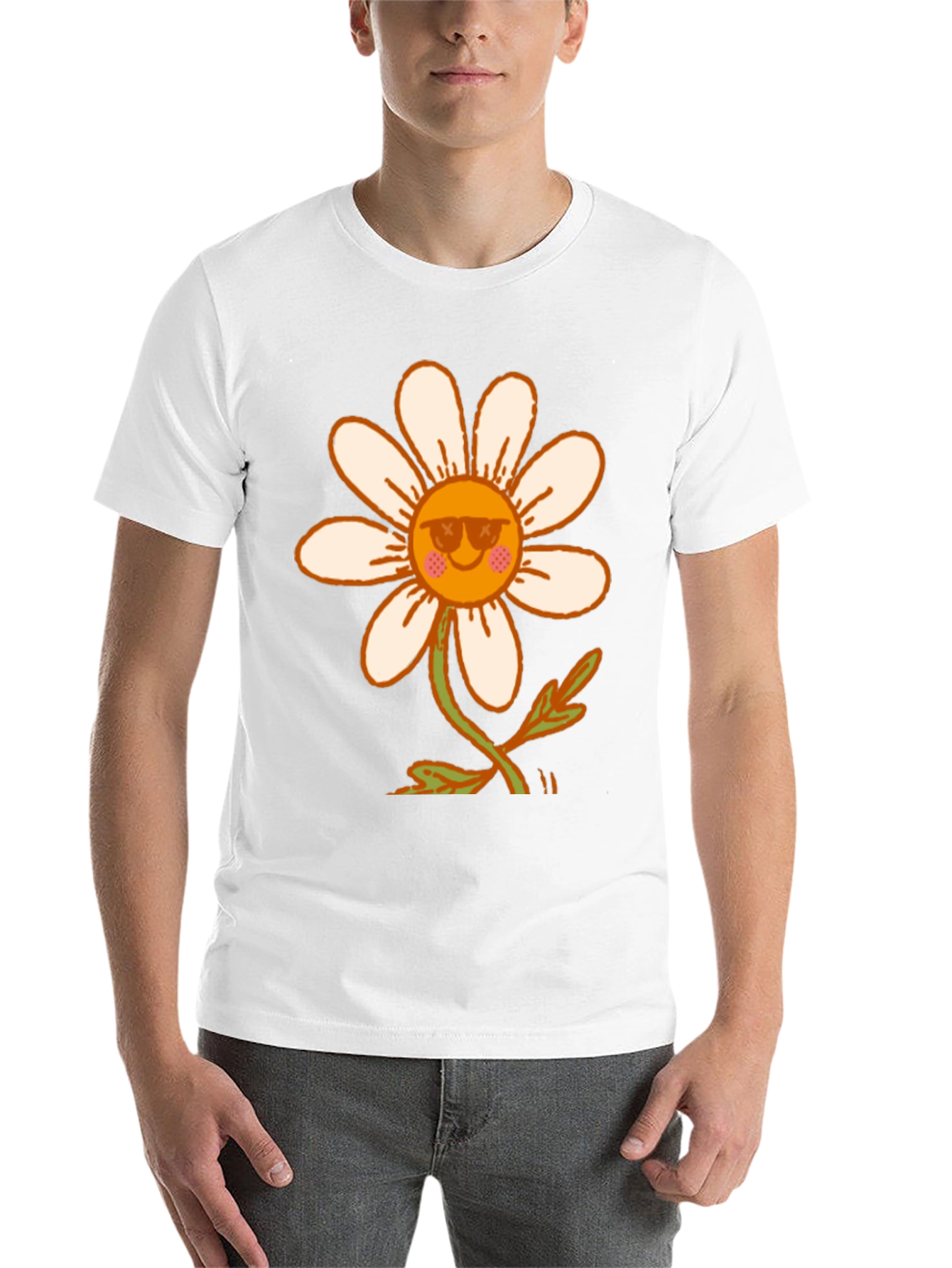 Black Retro Daisy Flower T-Shirt - Black view 14