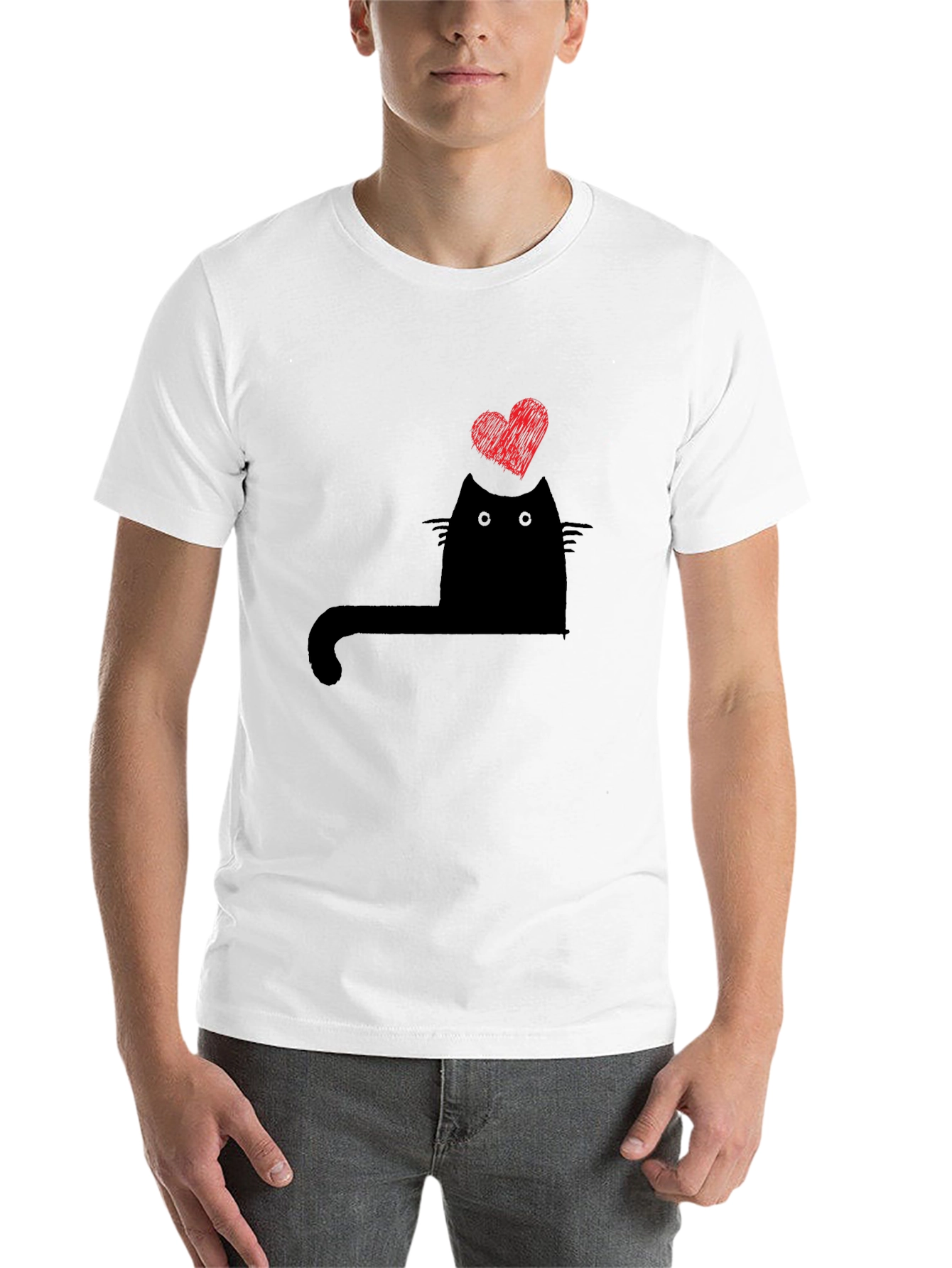 Black Cat Heart Graphic T-Shirt - Black view 14