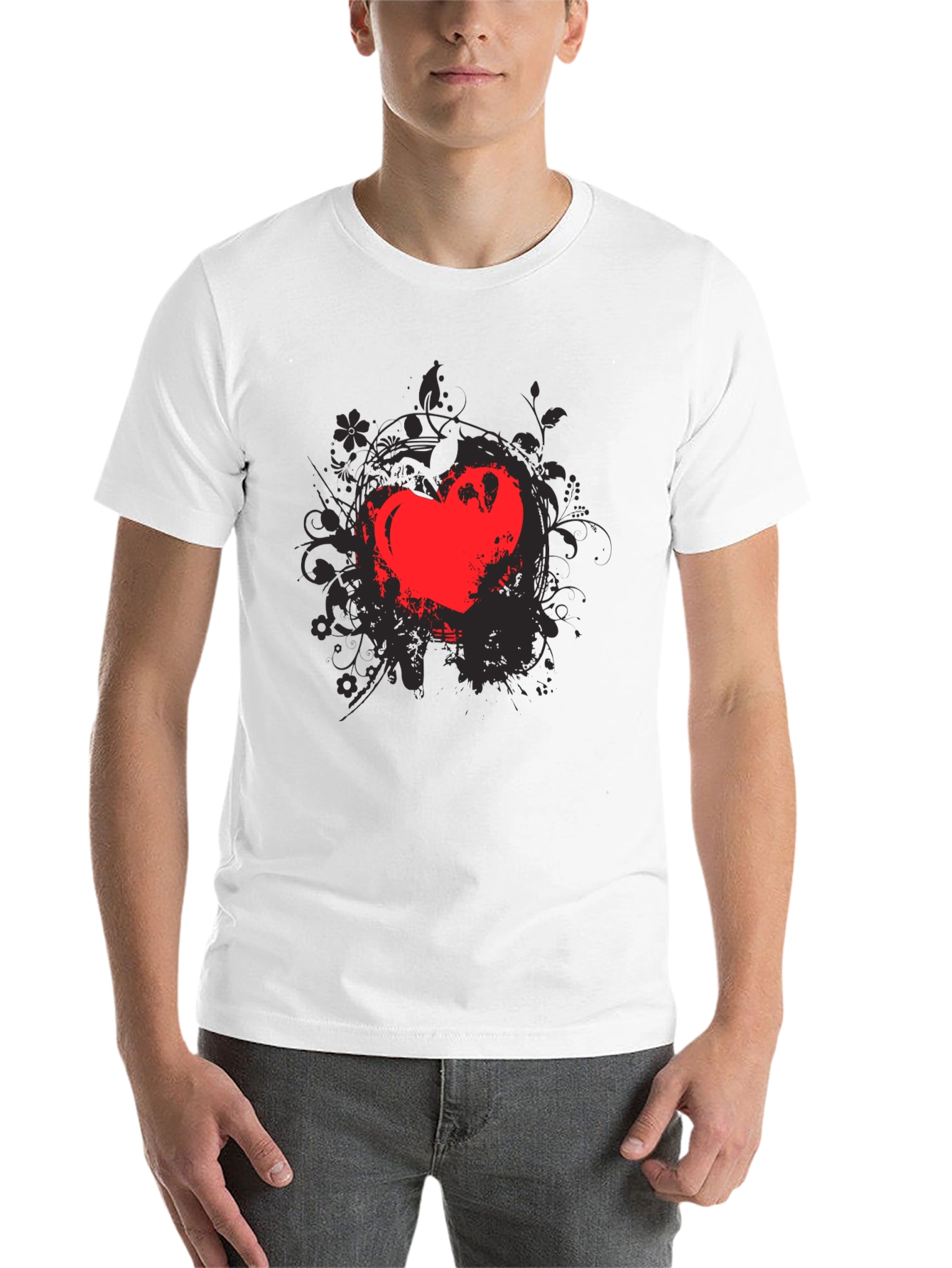 Black Heart Grunge Tee - Men's Black Graphic T-Shirt view 14