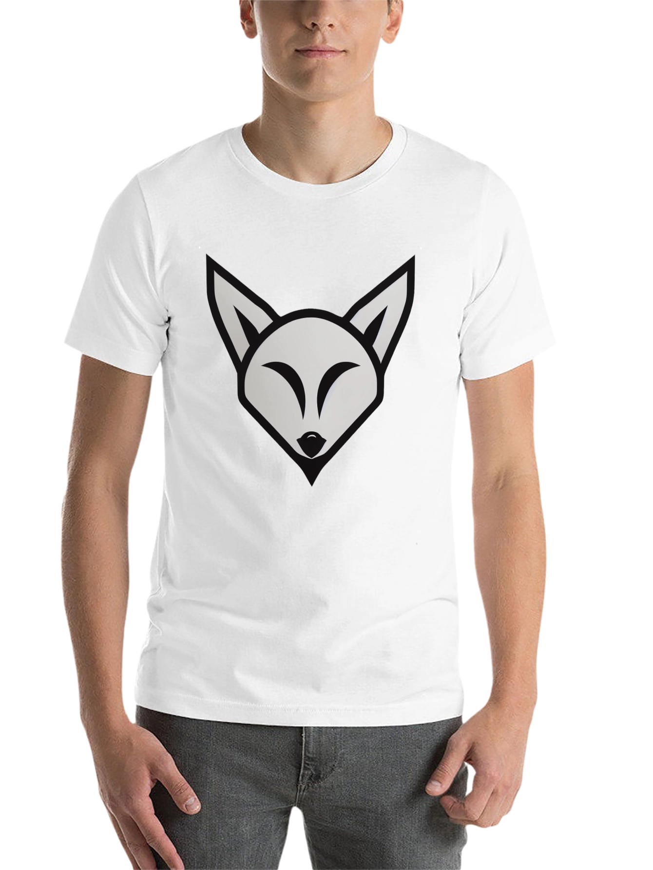 Black Fox Graphic Tee - Modern Black Cotton T-Shirt view 14