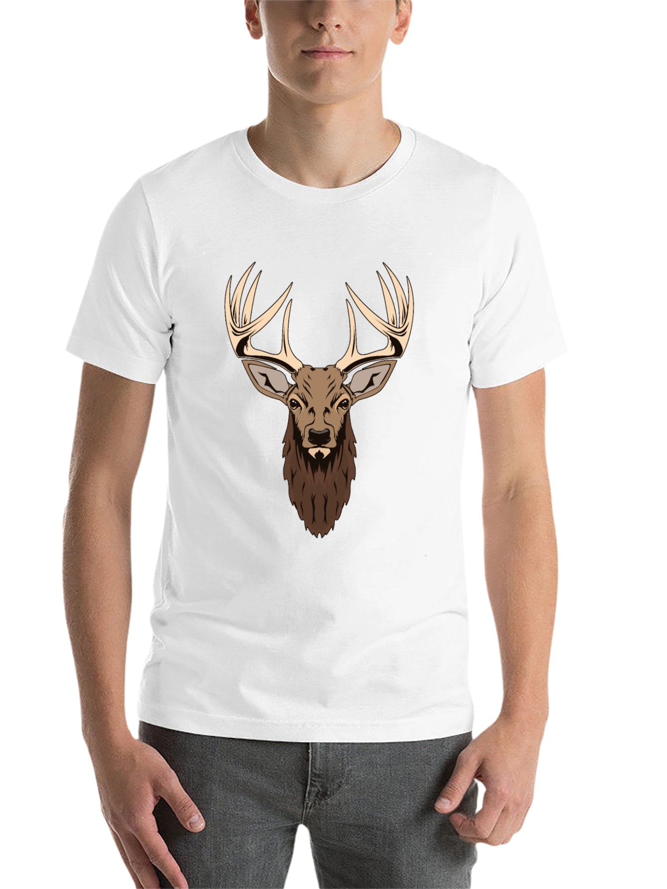 Black Deer Head Graphic Print Black T-Shirt view 14