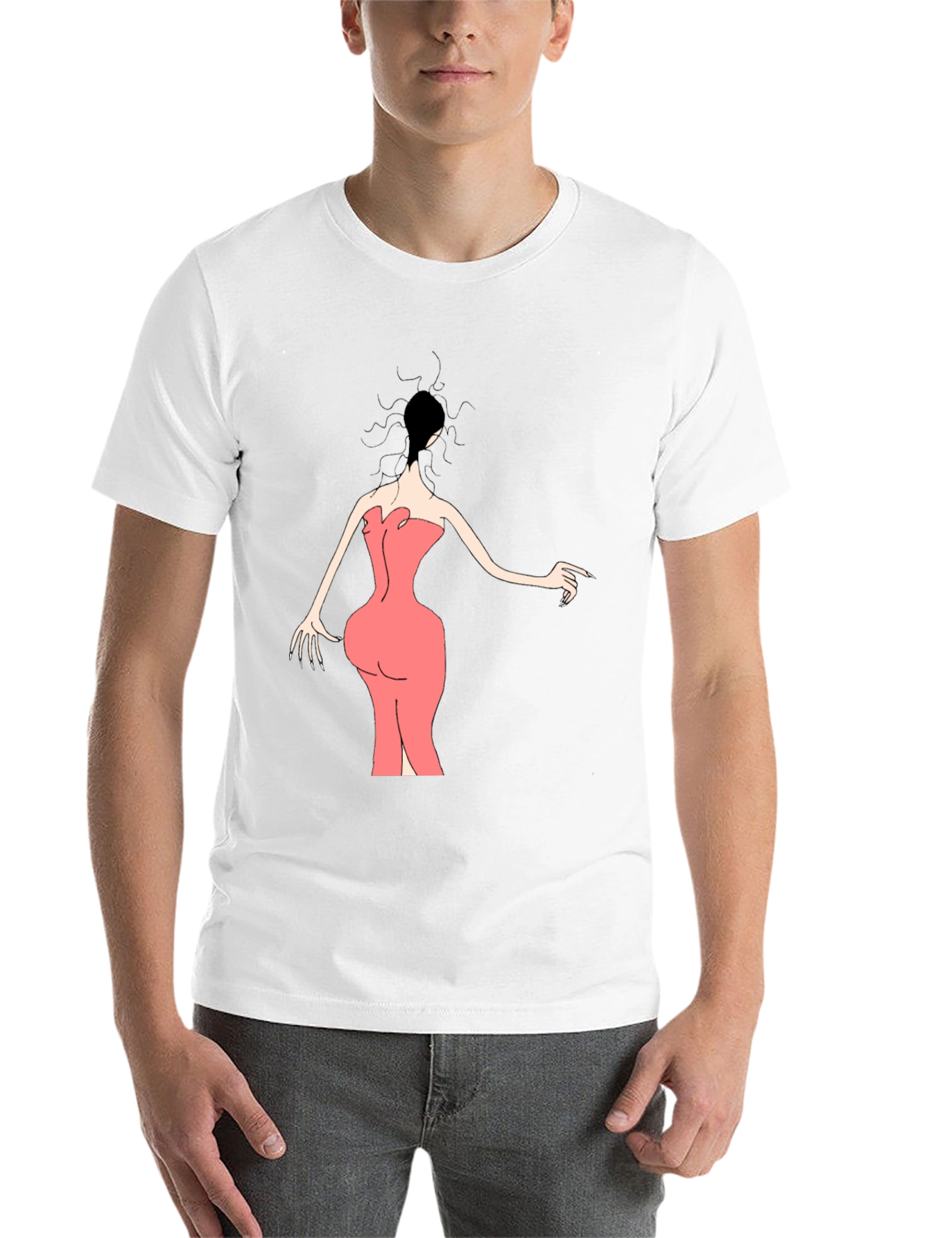 Black Woman in Pink Dress Graphic Tee - Black view 14