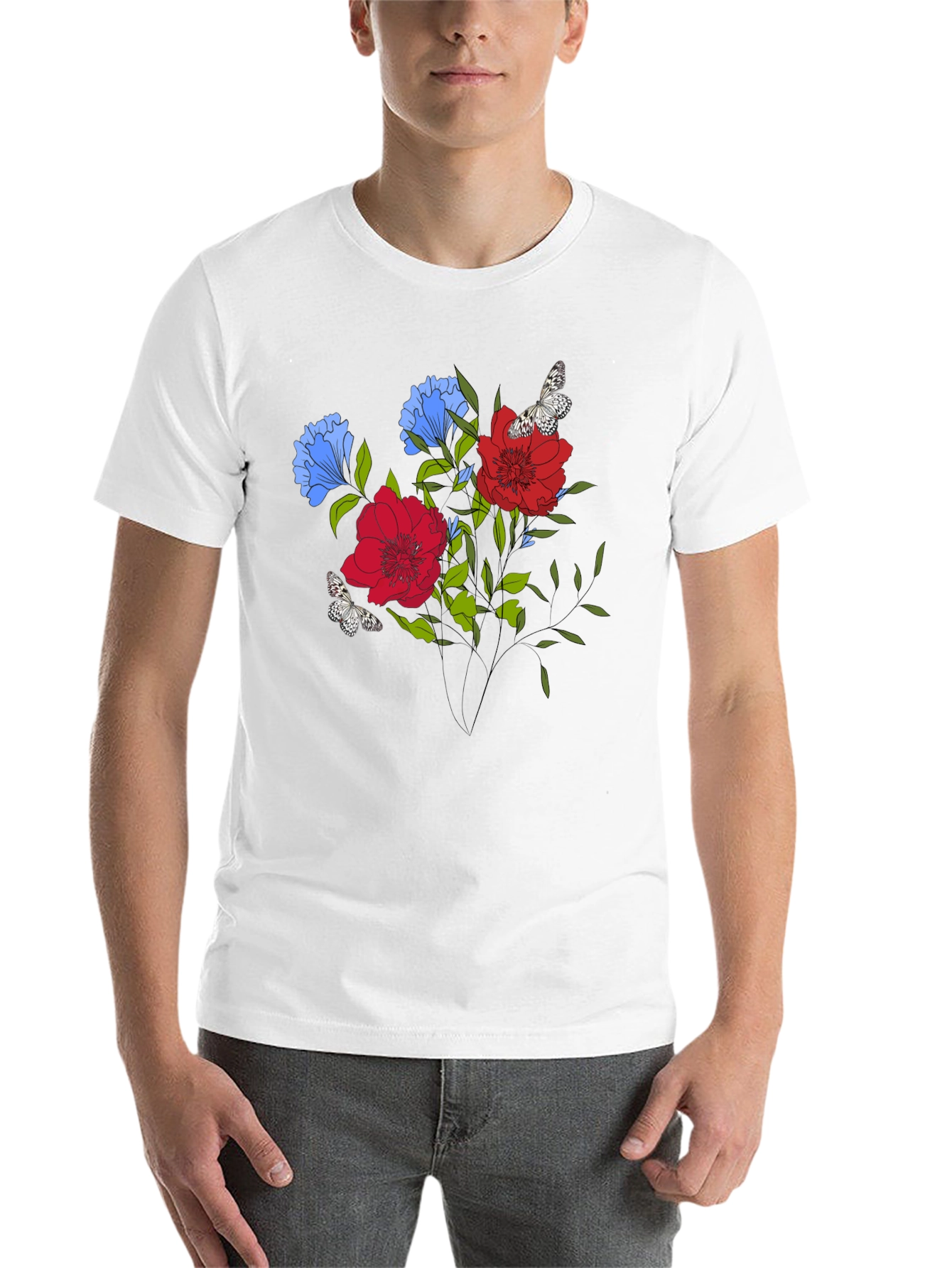 Black Floral Butterfly Graphic Print T-Shirt view 14