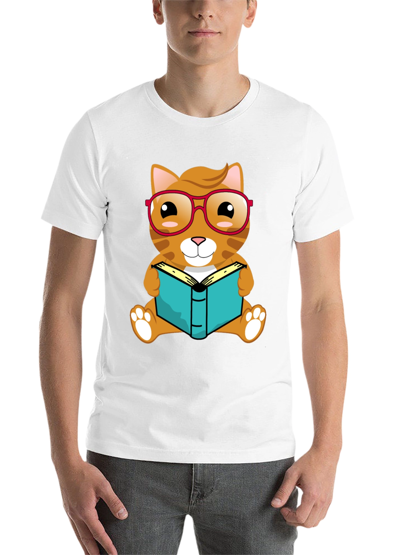 Black Bookworm Cat T-Shirt view 14