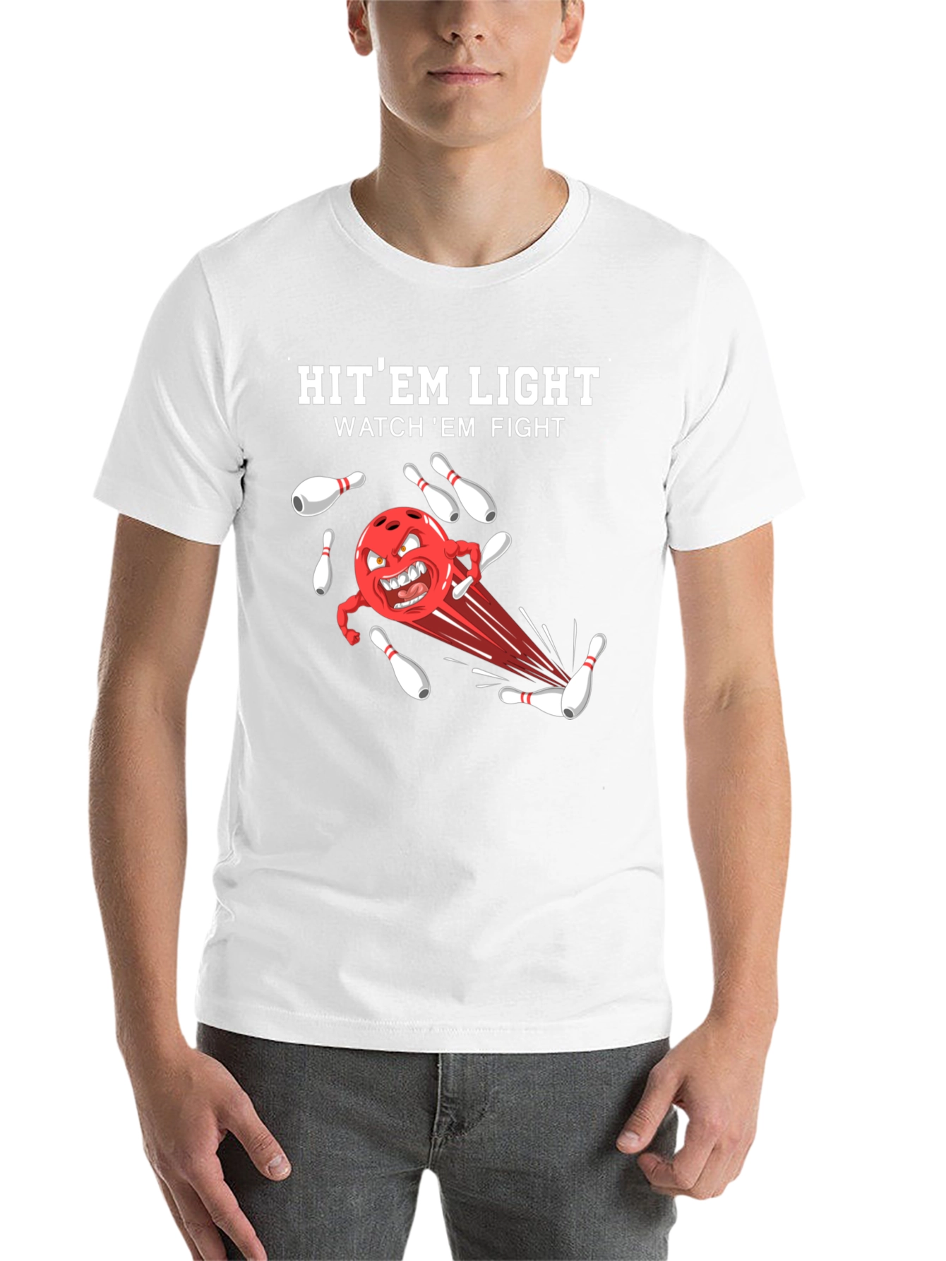 Black Bowling T-Shirt: Hit 'Em Light, Watch 'Em Fight! view 14