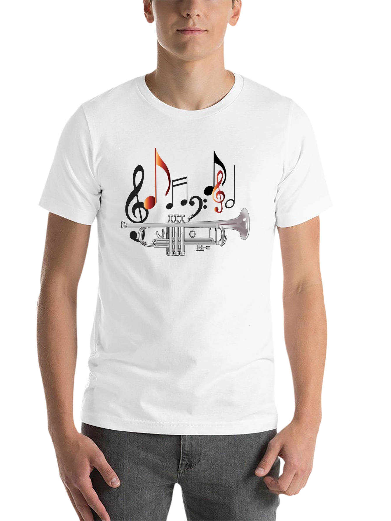 Black Musical Trumpet T-Shirt - Black Cotton Tee view 14