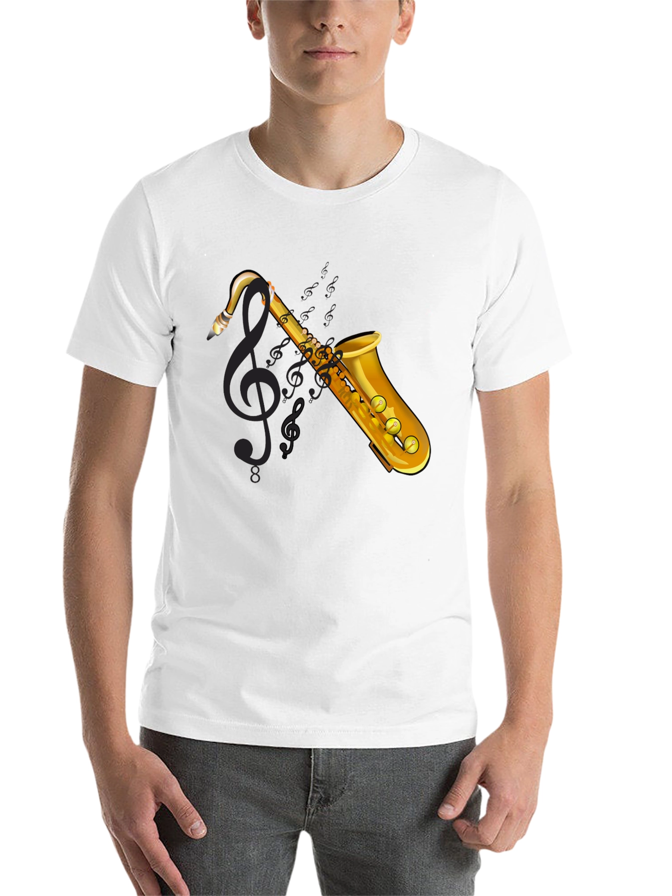 Black Saxophone Graphic Tee - Music Lover's T-Shirt view 14