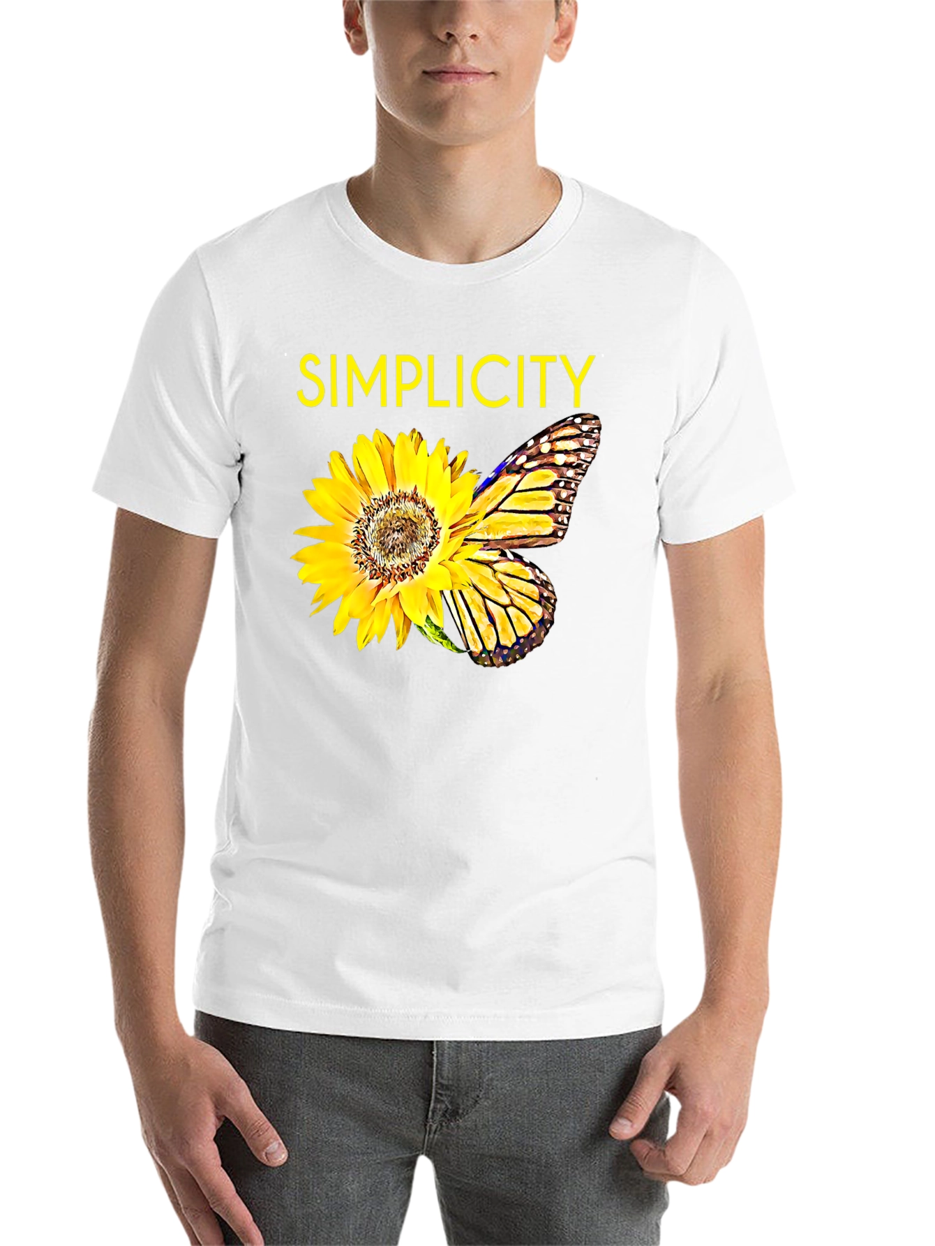 Simplicity Sunflower Butterfly Graphic Tee - Black - 14