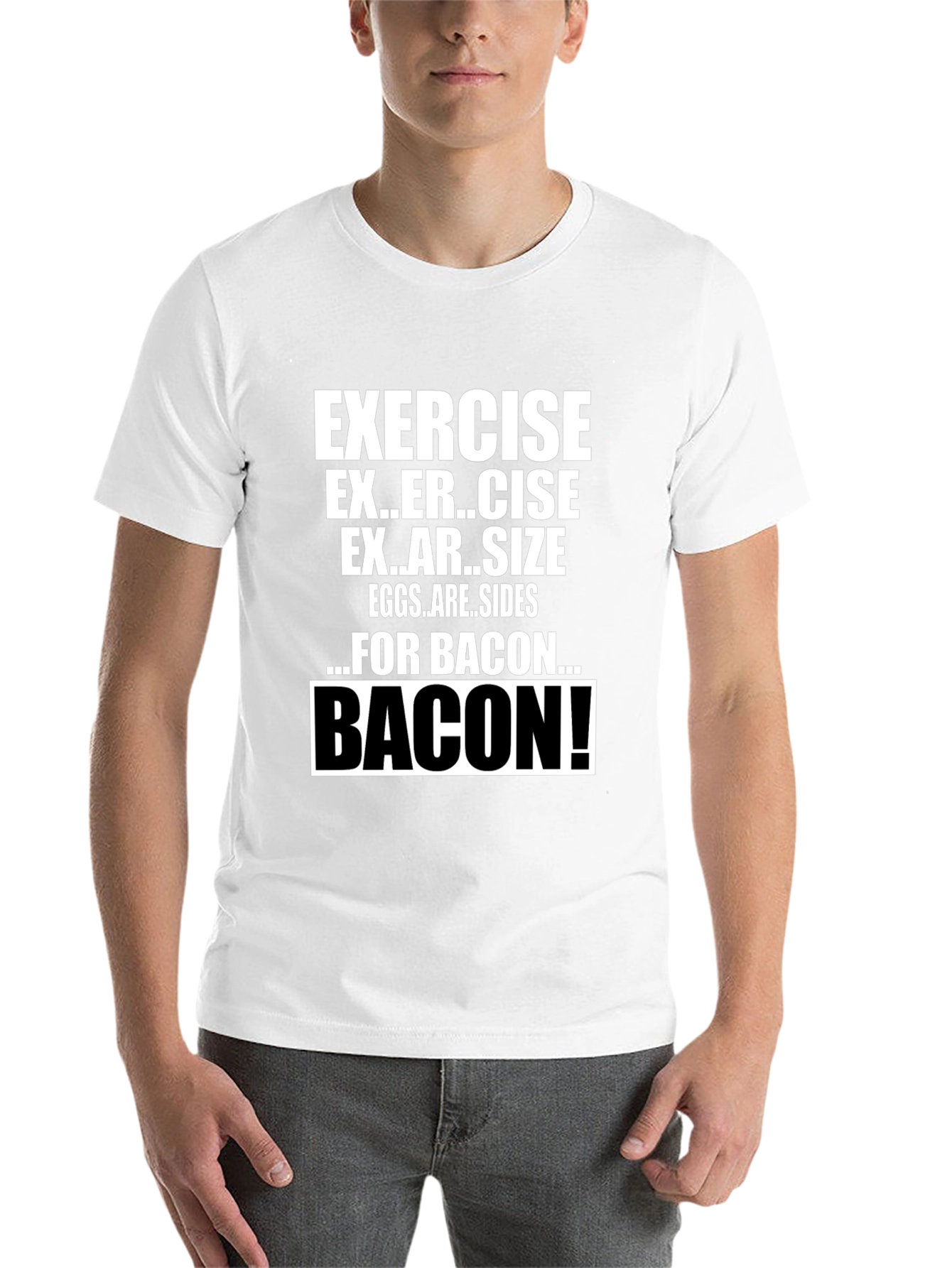 Black Funny Exercise for Bacon T-Shirt view 14