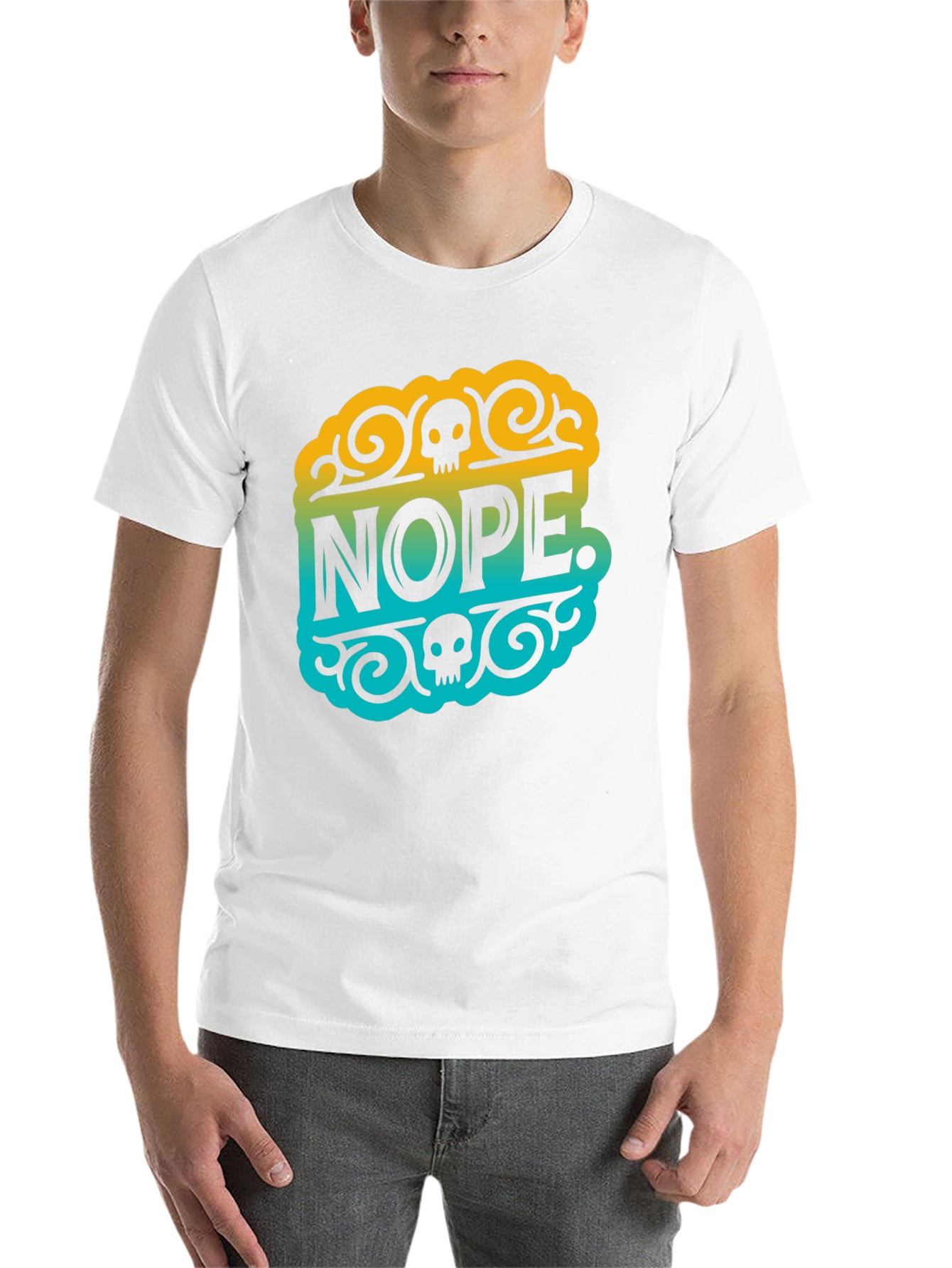 Black Nope Skull Graphic T-Shirt - Funny Sarcastic Tee view 14
