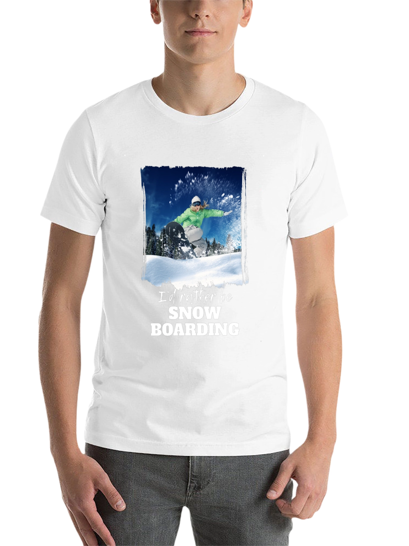 Black Snowboarding Graphic T-Shirt - Black view 14