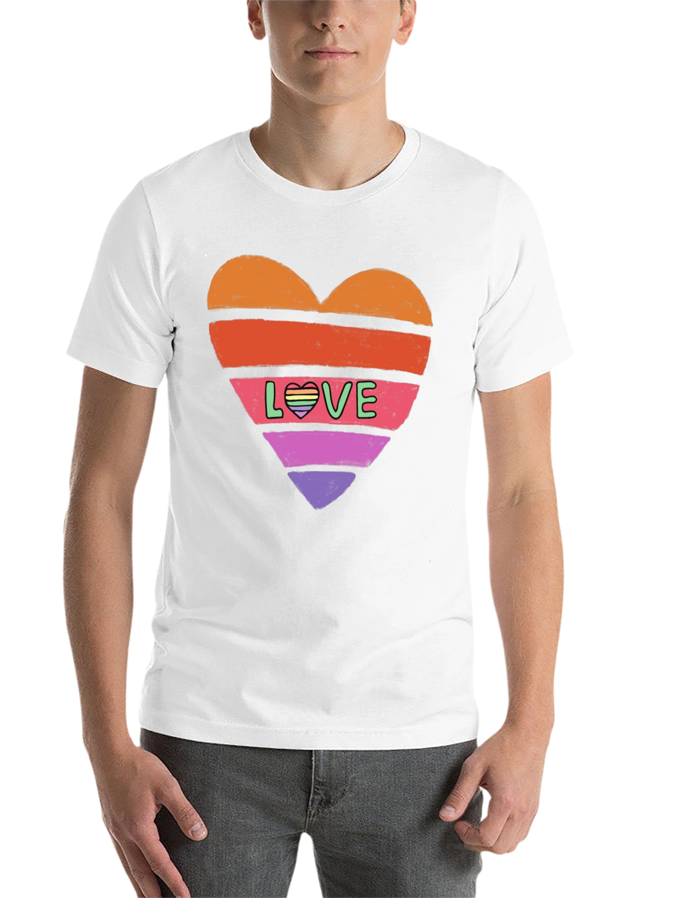 Black Rainbow Heart Love Graphic Tee view 14