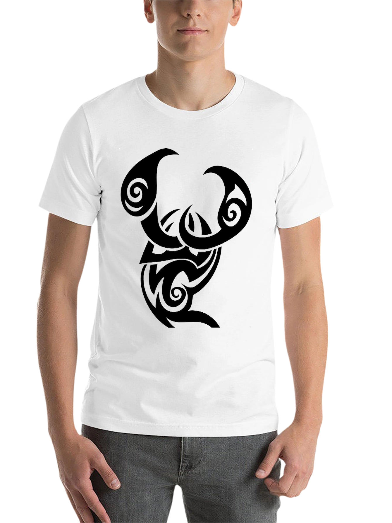 Black Tribal Design Black T-Shirt view 14