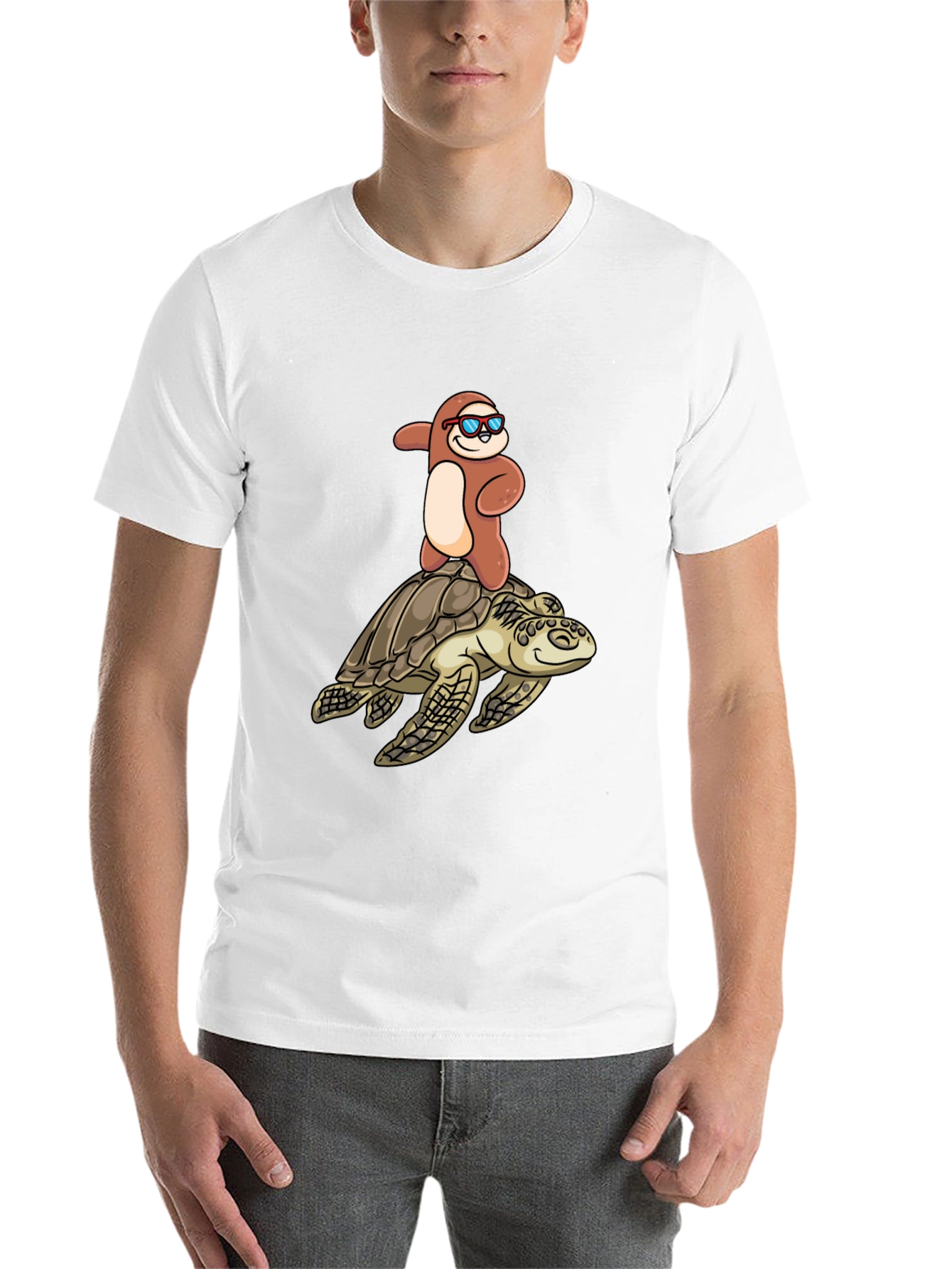 Black Sloth Riding Turtle T-Shirt - Funny & Unique Design view 14