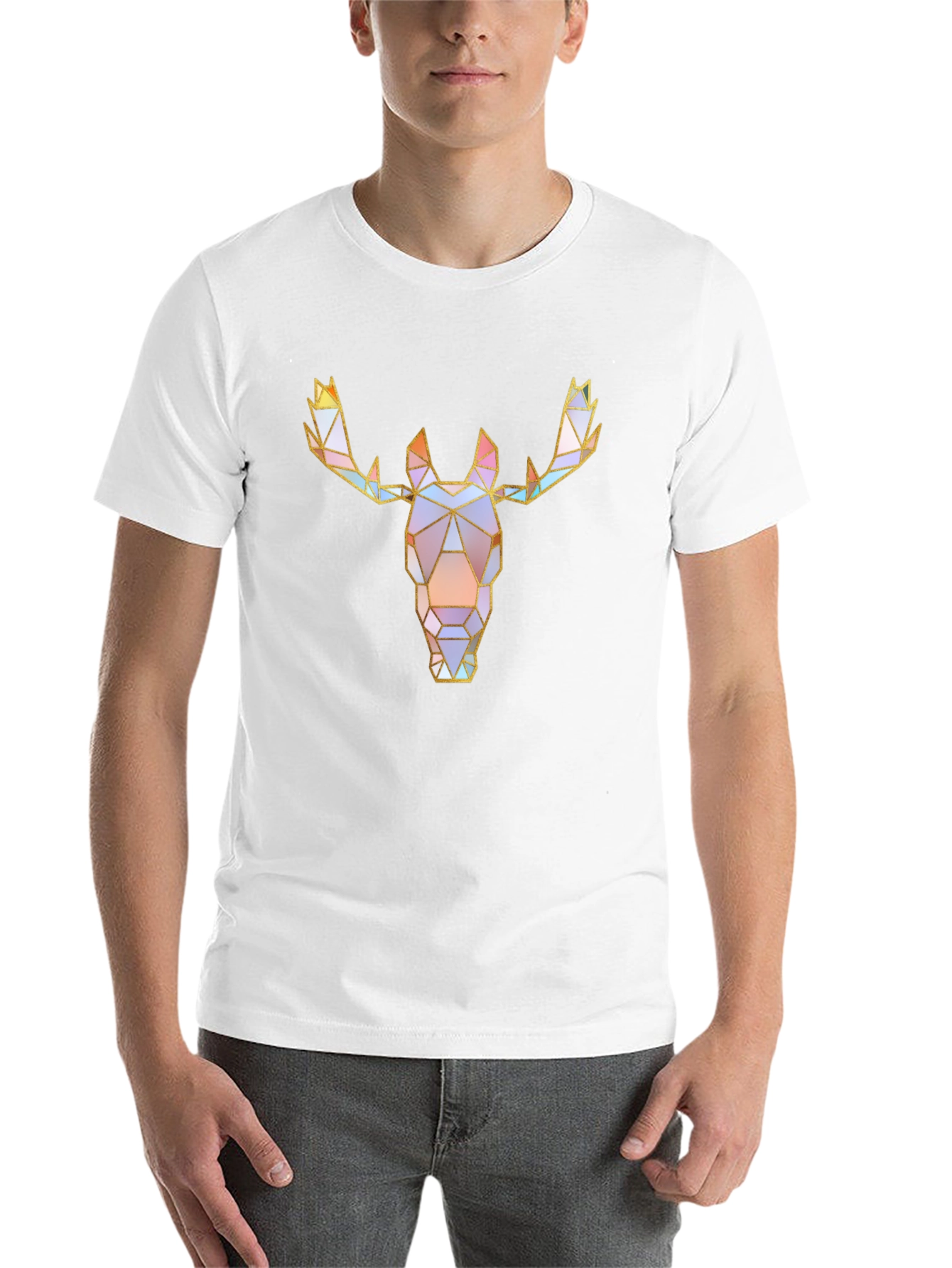 Black Geometric Moose Graphic Tee - Modern Style view 14