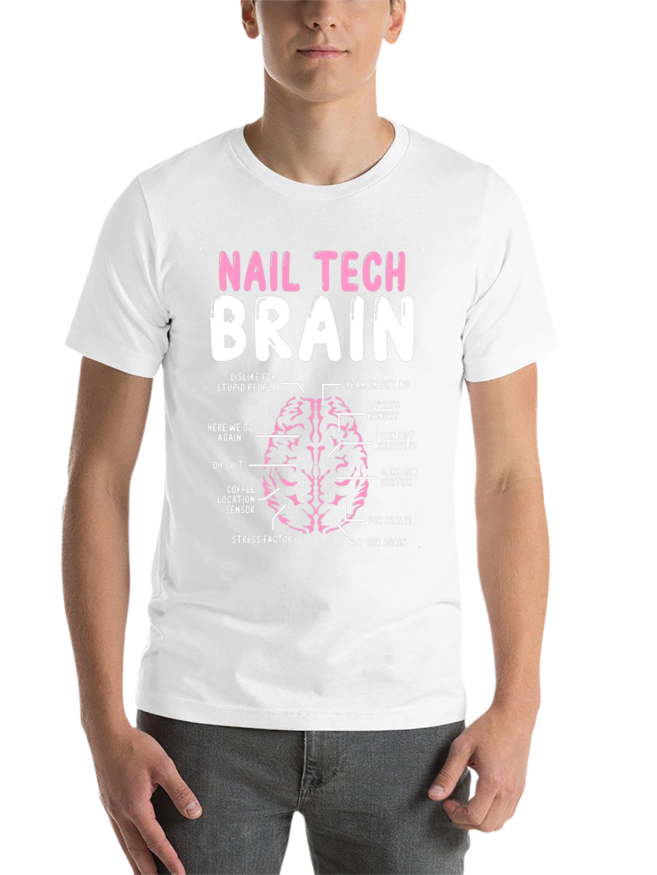 Black Nail Tech Brain T-Shirt Funny Manicure Artist Tee view 14