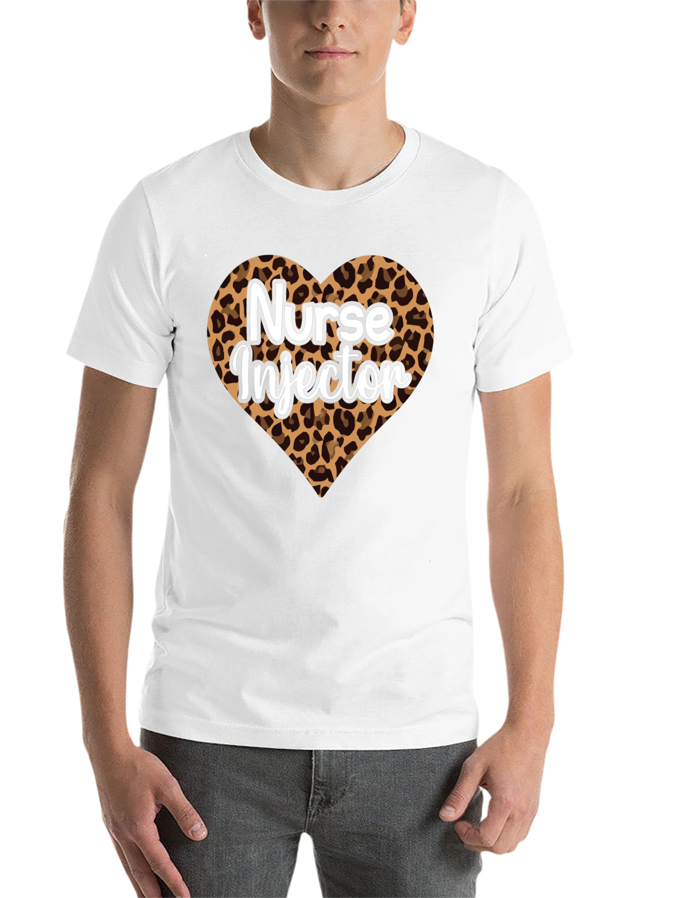 Black Nurse Injector Leopard Print Heart T-Shirt view 14