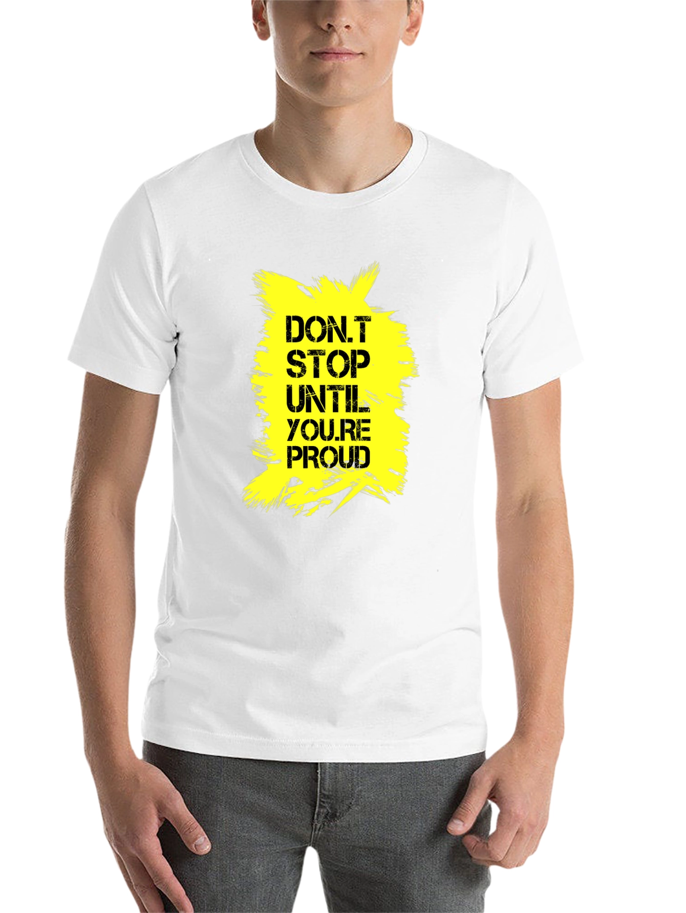 Black Motivational 'Don't Stop Until Proud' Graphic Tee view 14