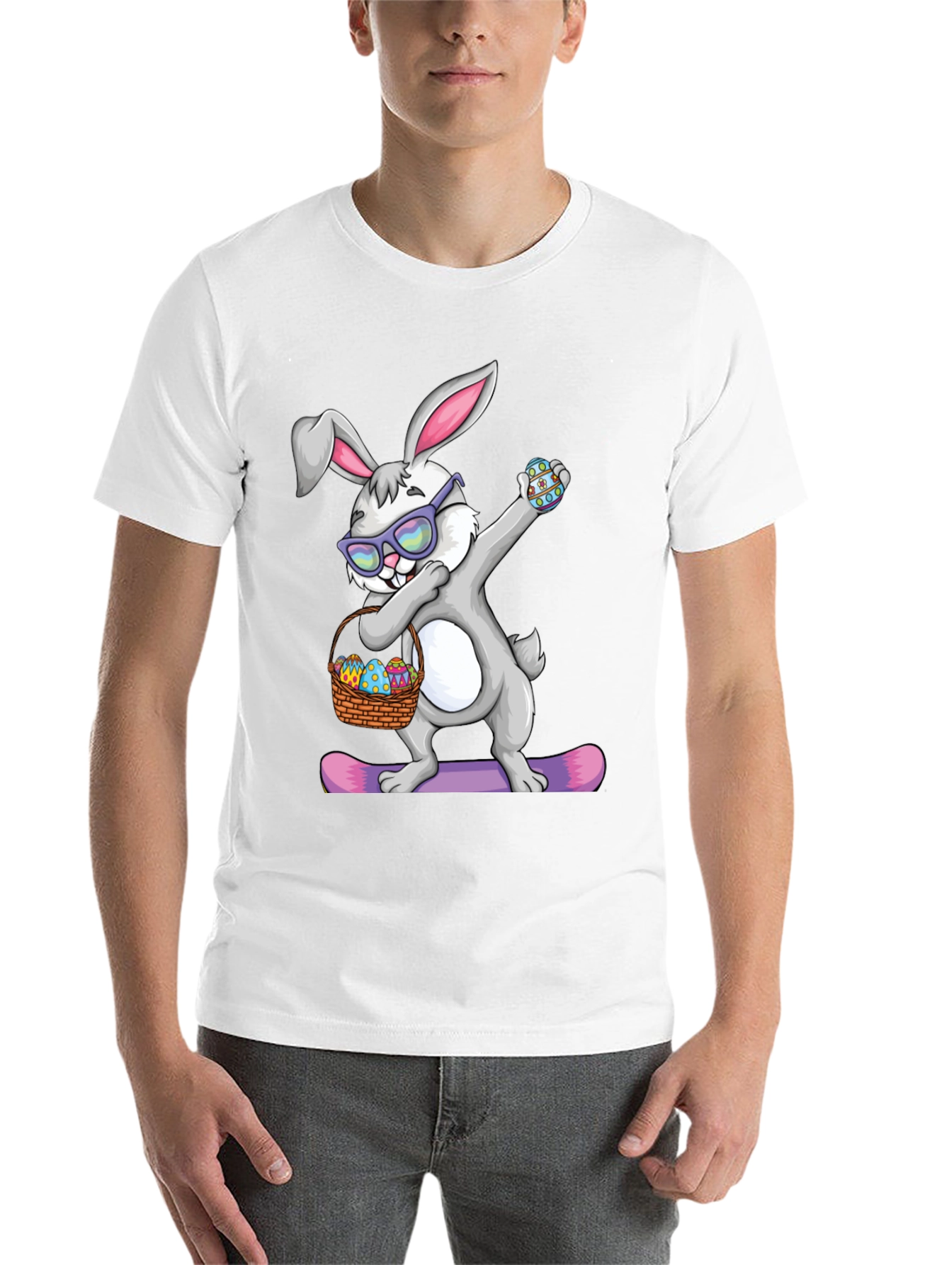 Black Dabbing Easter Bunny T-Shirt view 14