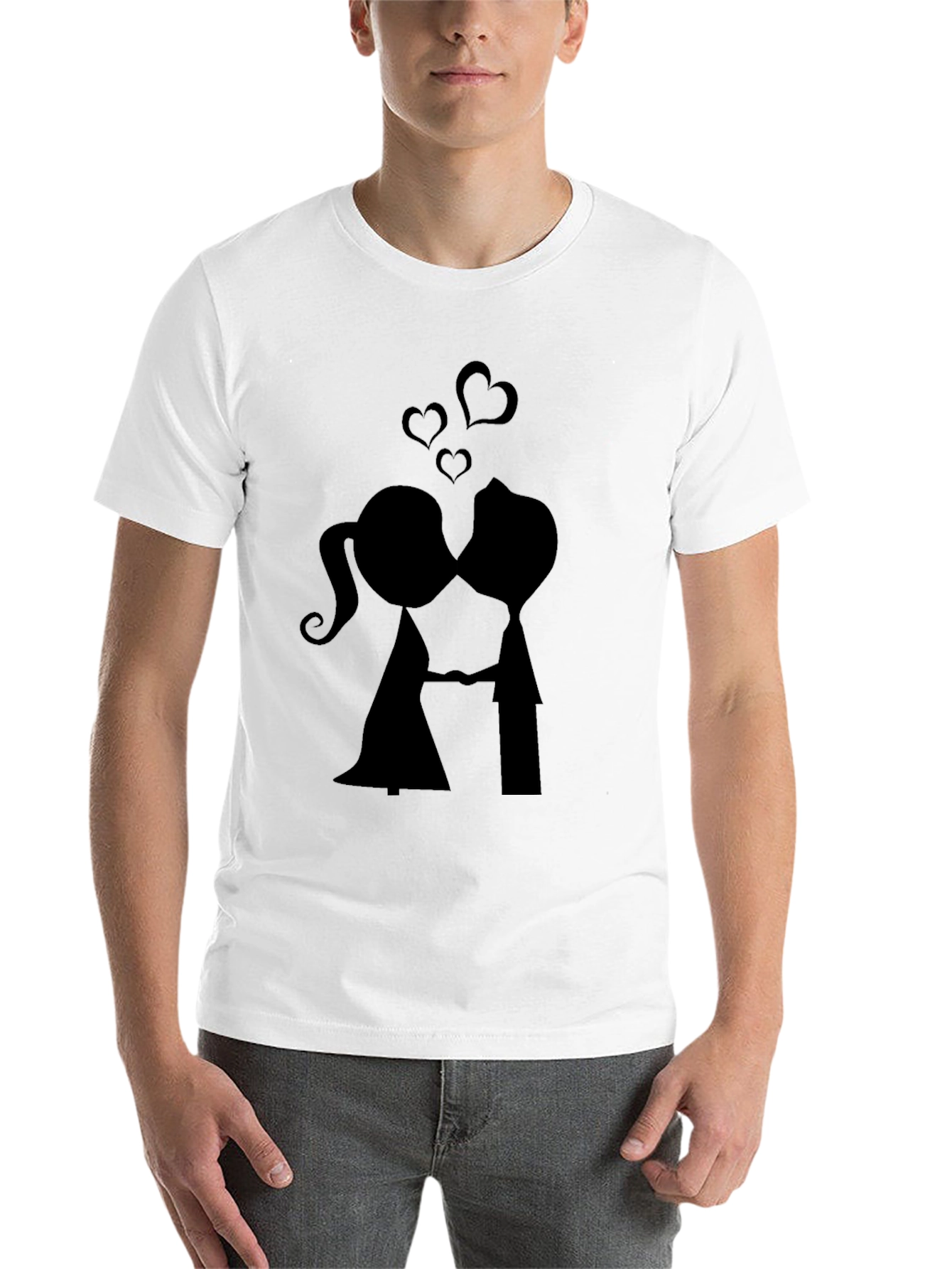 Black Kissing Couple Black Graphic Tee - Romantic Design view 14