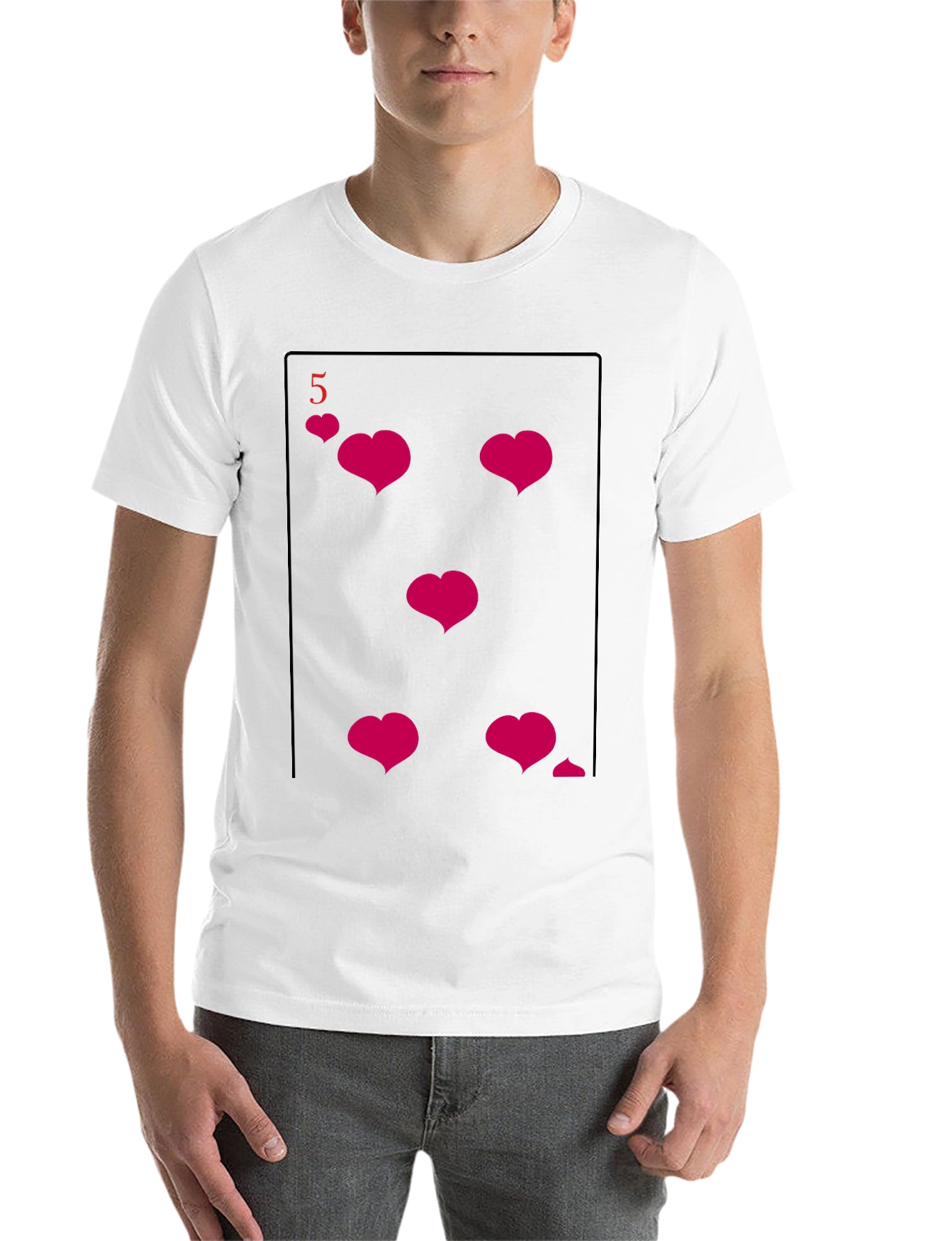 Black Five of Hearts Graphic Tee - Fun & Unique Design view 14