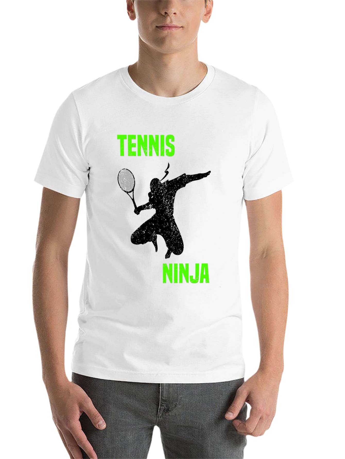 Black Tennis Ninja T-Shirt: Stealth Ace Style view 14