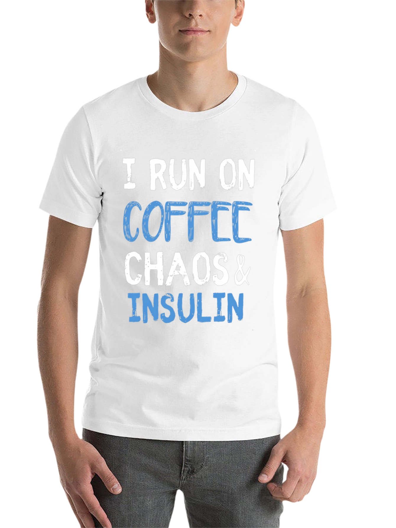 Black I Run on Coffee, Chaos & Insulin T-Shirt view 14