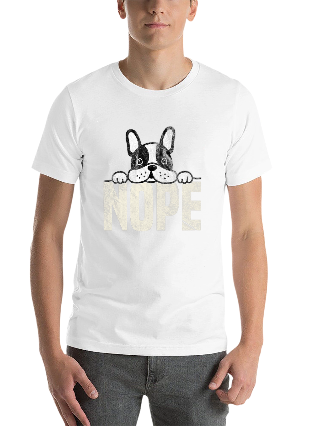 Black Nope Dog T-Shirt - Funny Graphic Tee view 14
