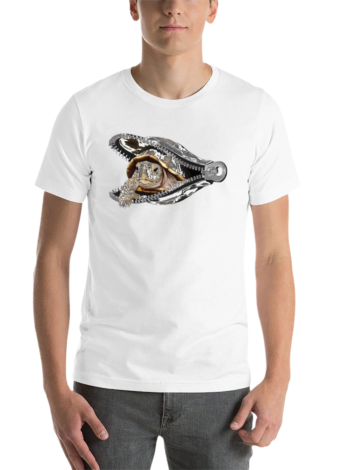Black Turtle Zipper T-Shirt - Unique Graphic Tee view 14