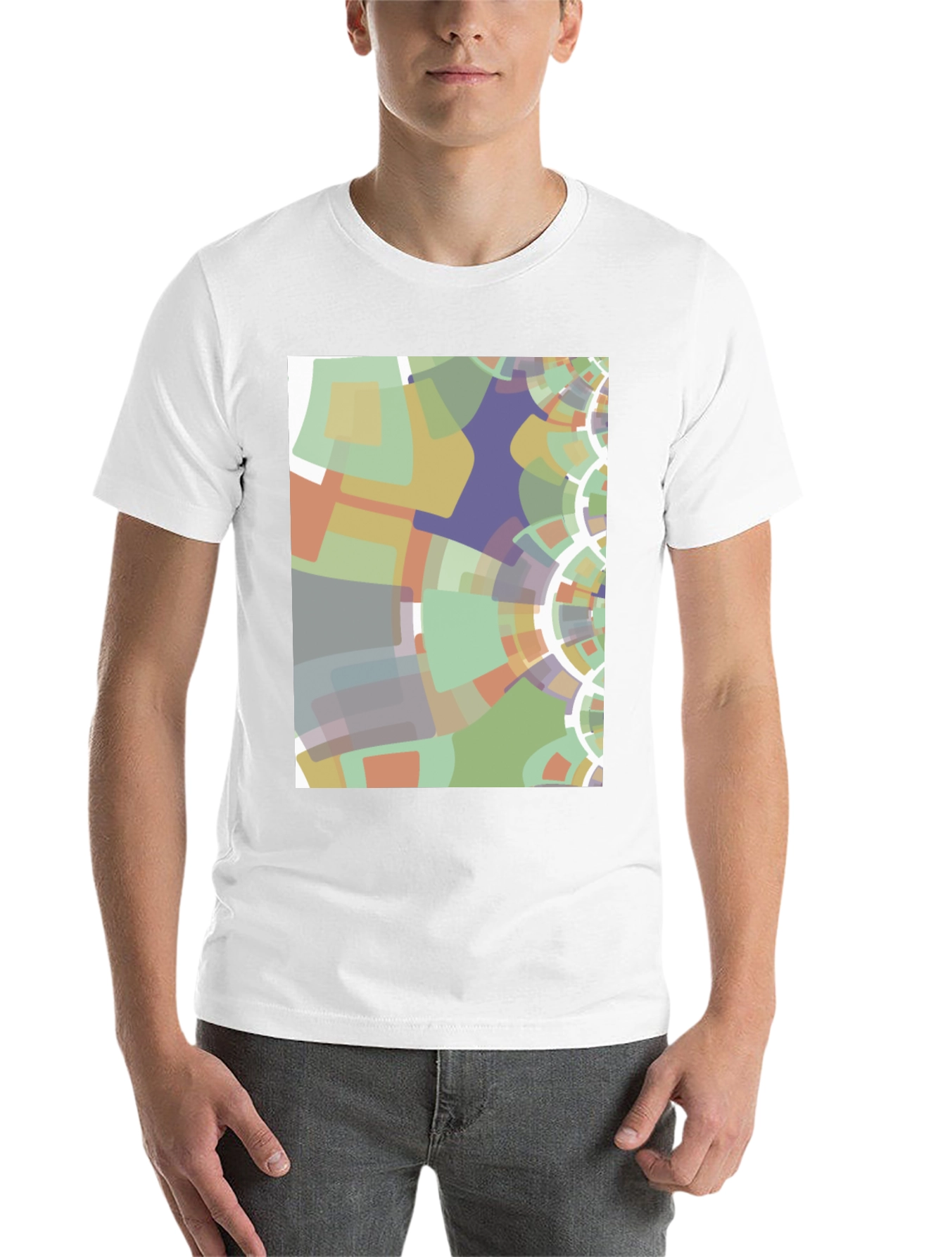 Black Abstract Geometric Graphic Print Black T-Shirt view 14
