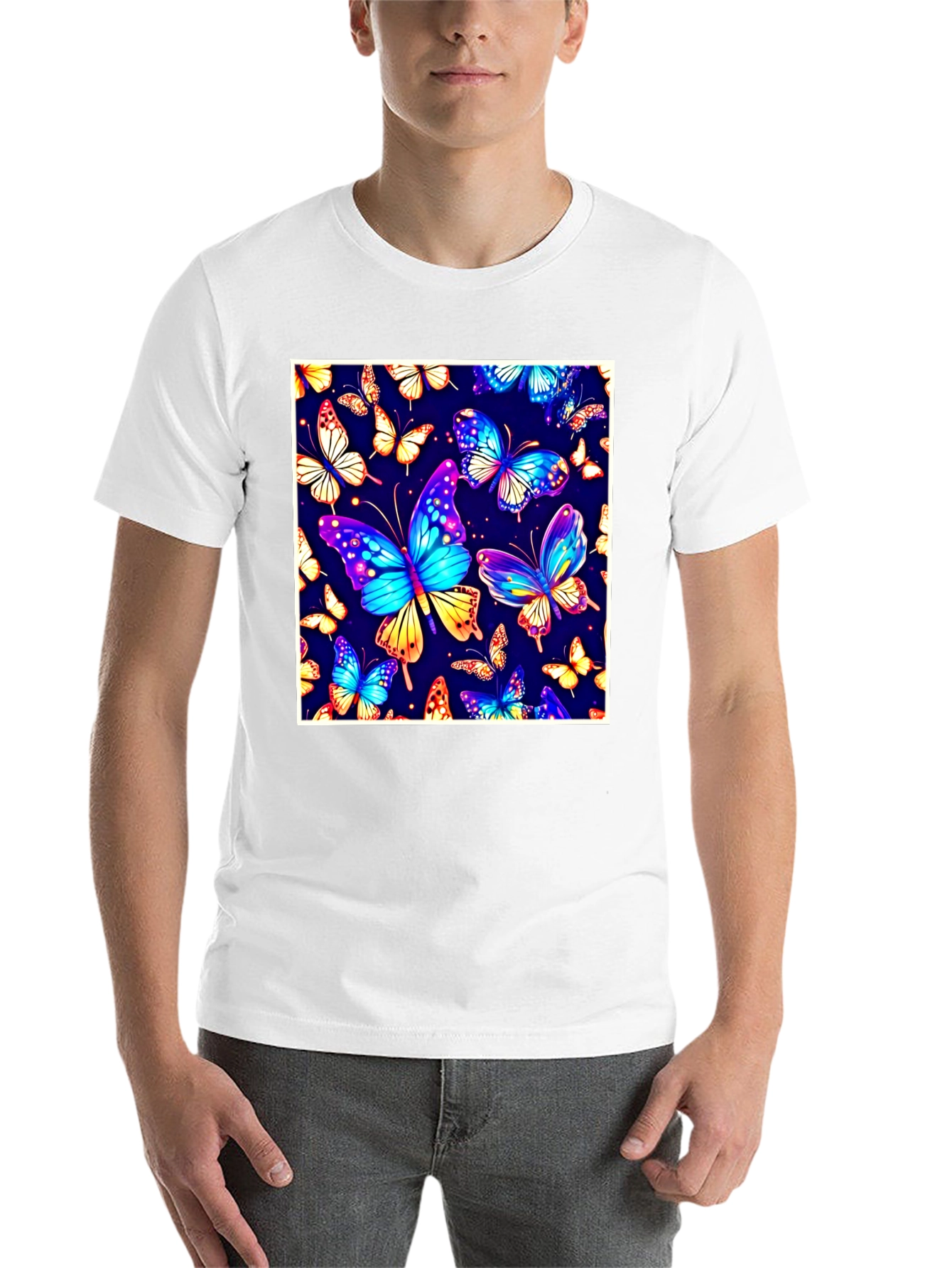 Black Butterfly Print T-Shirt - Vibrant Graphic Tee view 14