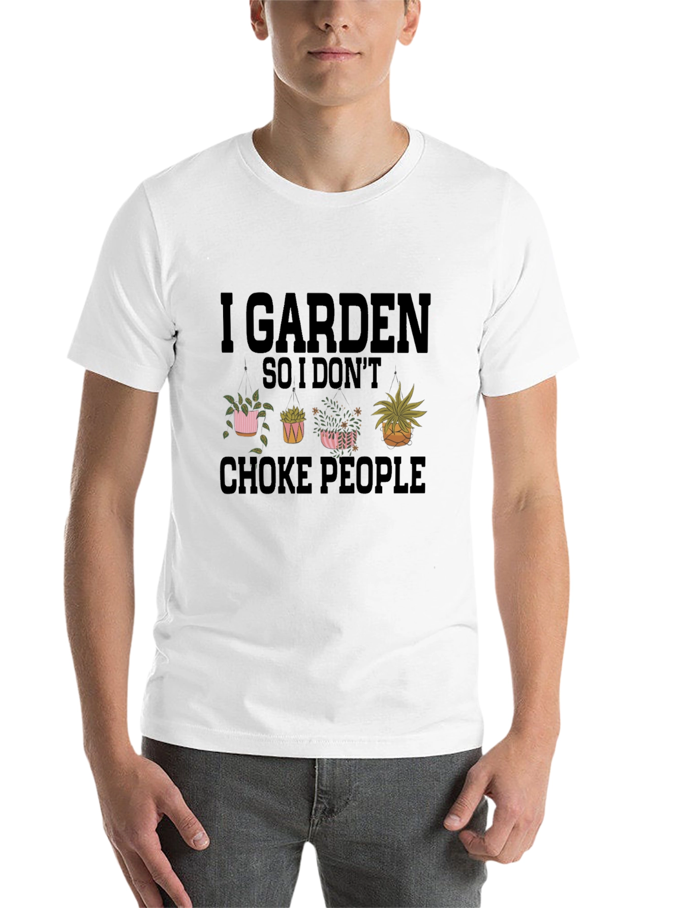 Black I Garden So I Don't Choke People T-Shirt view 14
