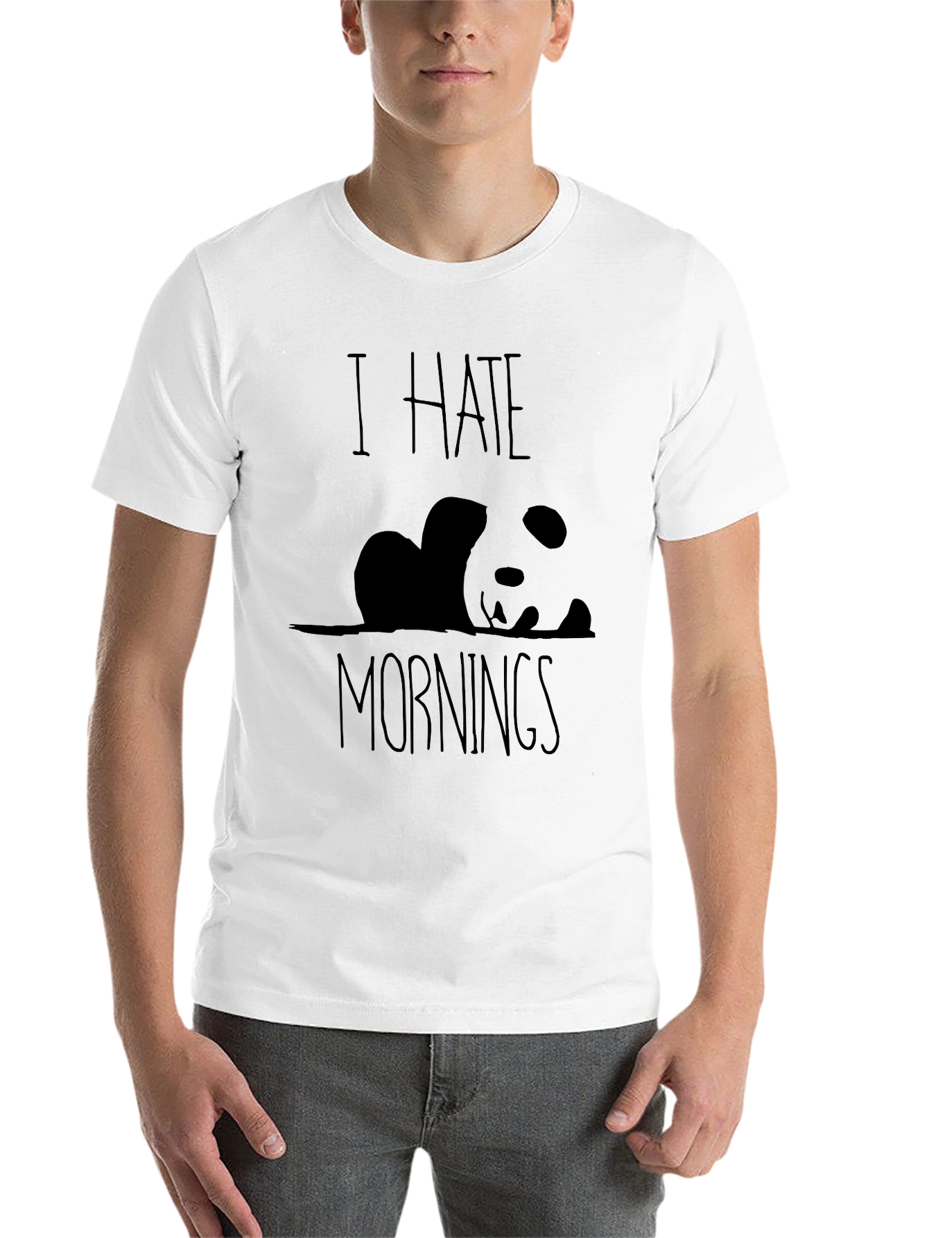 Black I Hate Mornings Panda Graphic Tee - Black view 14