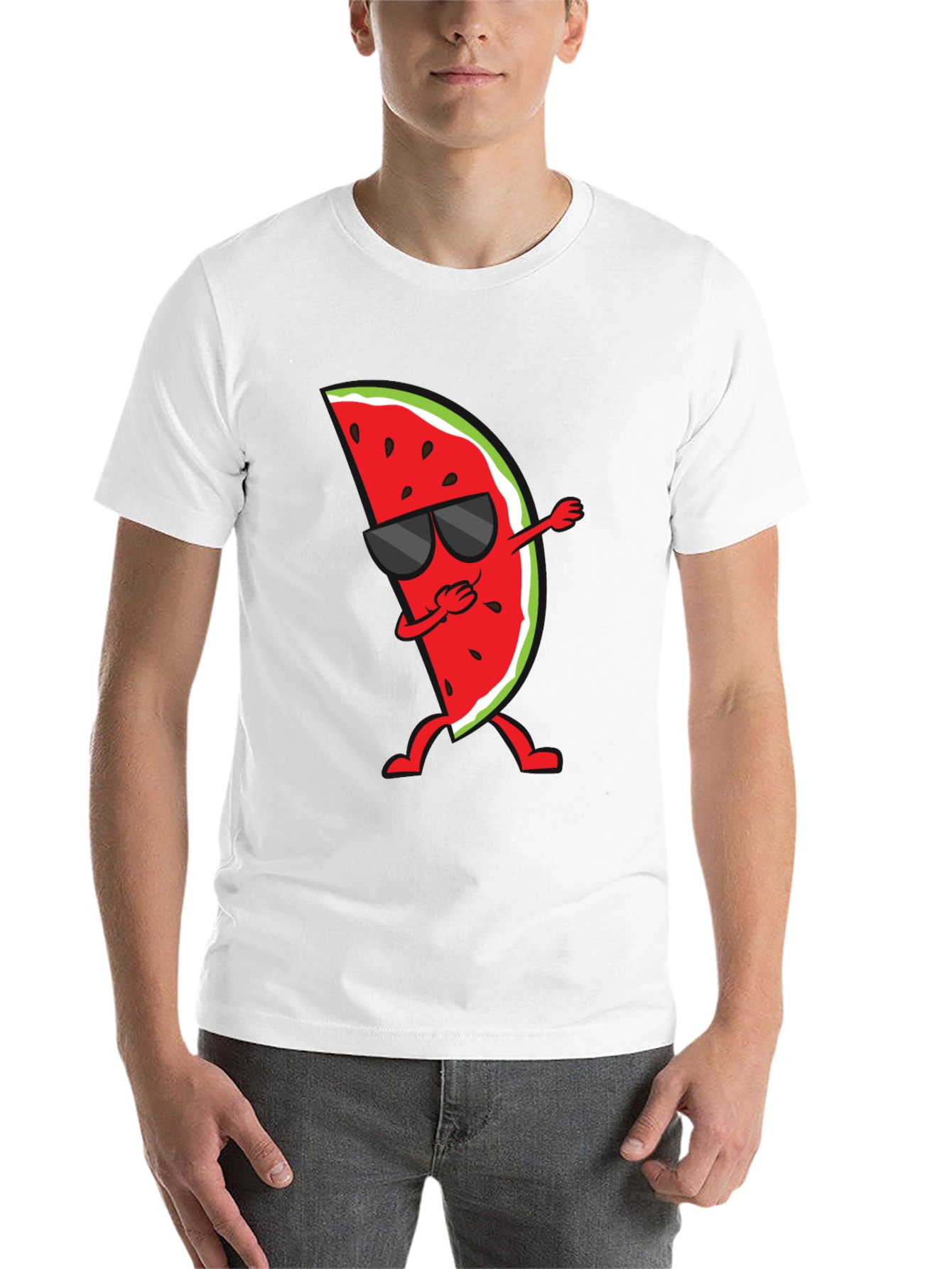 Black Dabbing Watermelon Graphic Tee - Summer Fun Shirt view 14