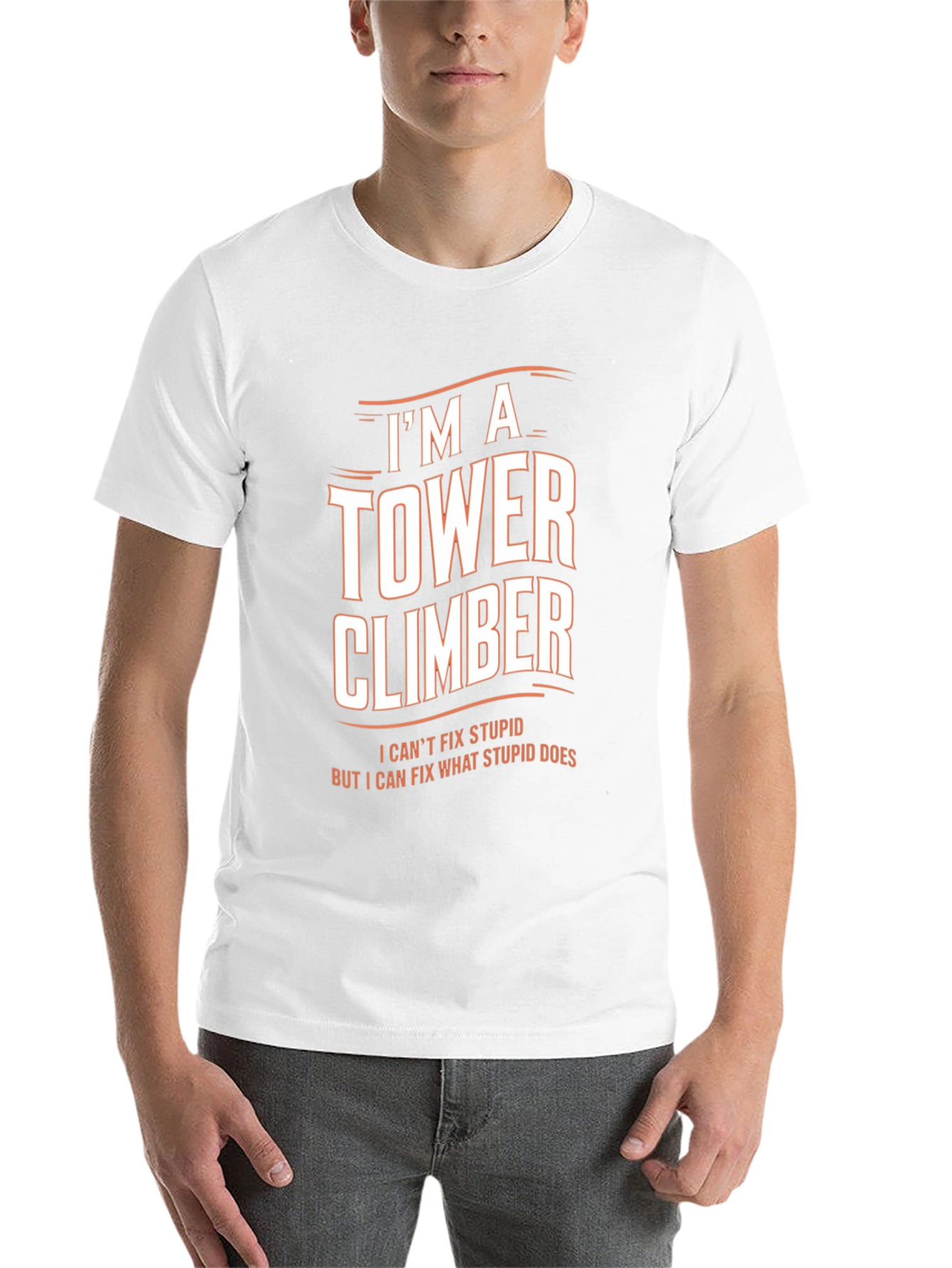 Black I'm A Tower Climber Men's T-Shirt view 14