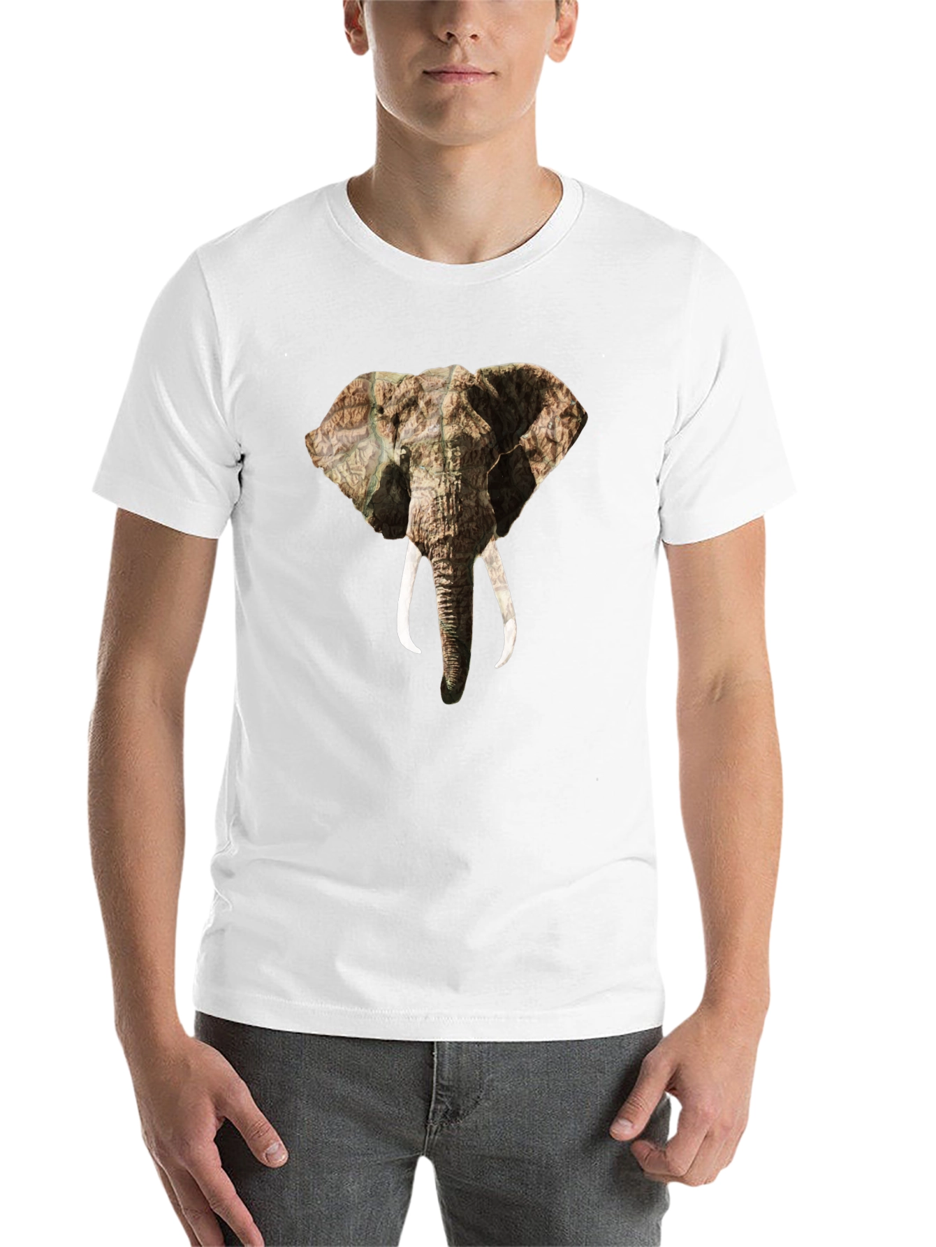 Black Elephant Head Print Black T-Shirt view 14